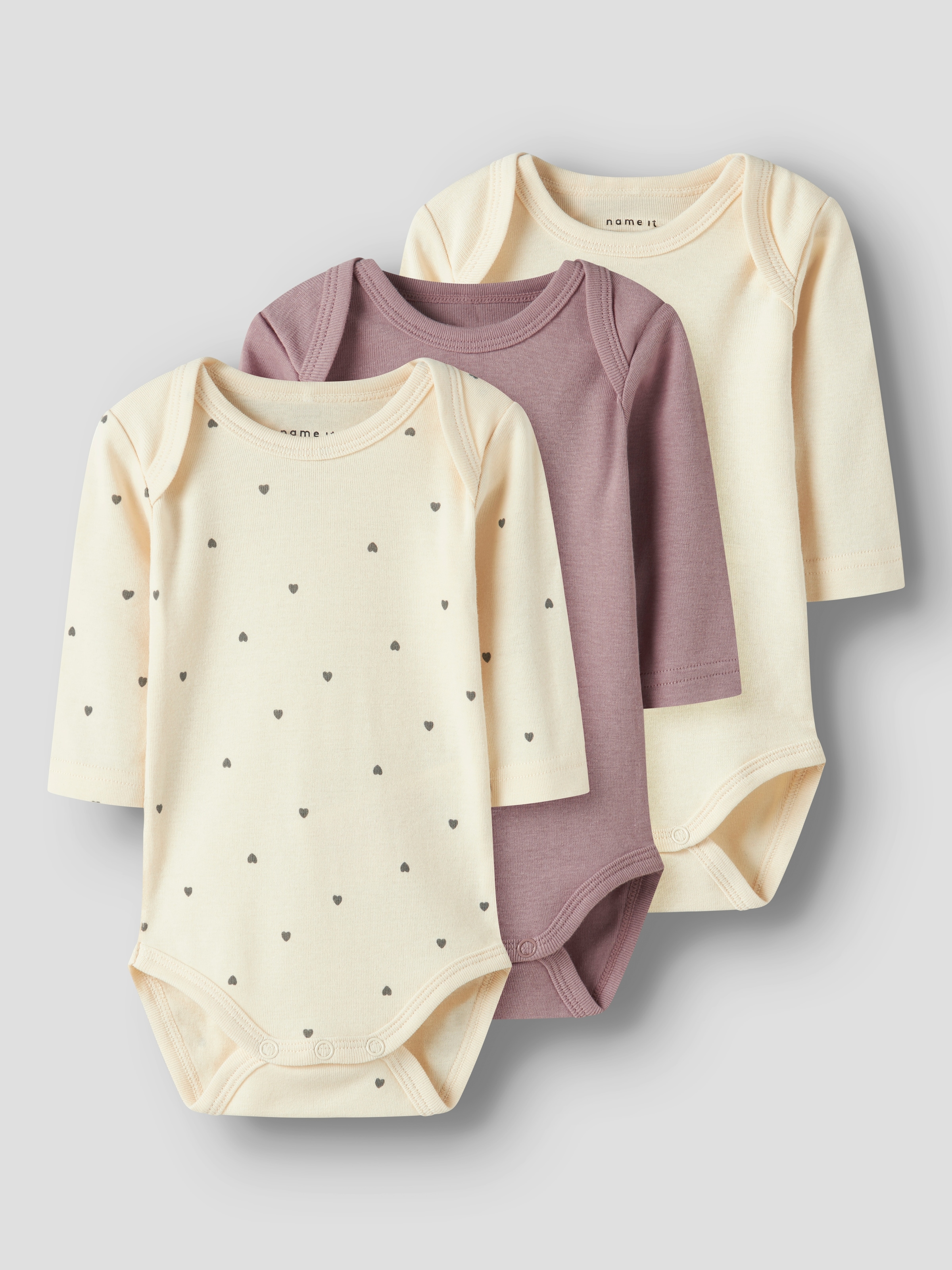 Image of Name It Body "NBFBODY 3P LS HEART NOOS" Packung, 3 Stk.