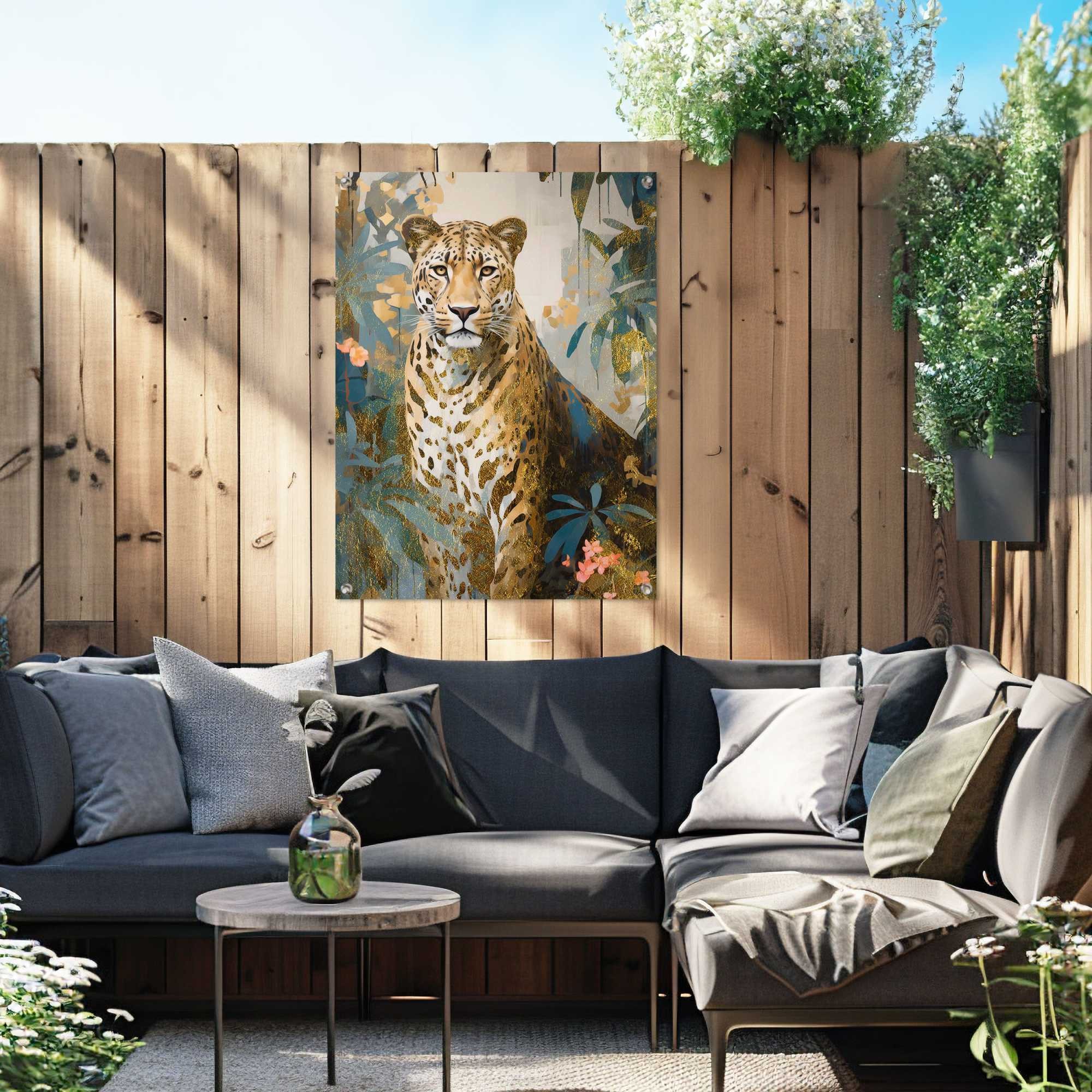 Reinders! Poster »Gold Cat« Garten - Dschungel - Blumen - Grün - Leinwand - Tiere - 60x80 cm
