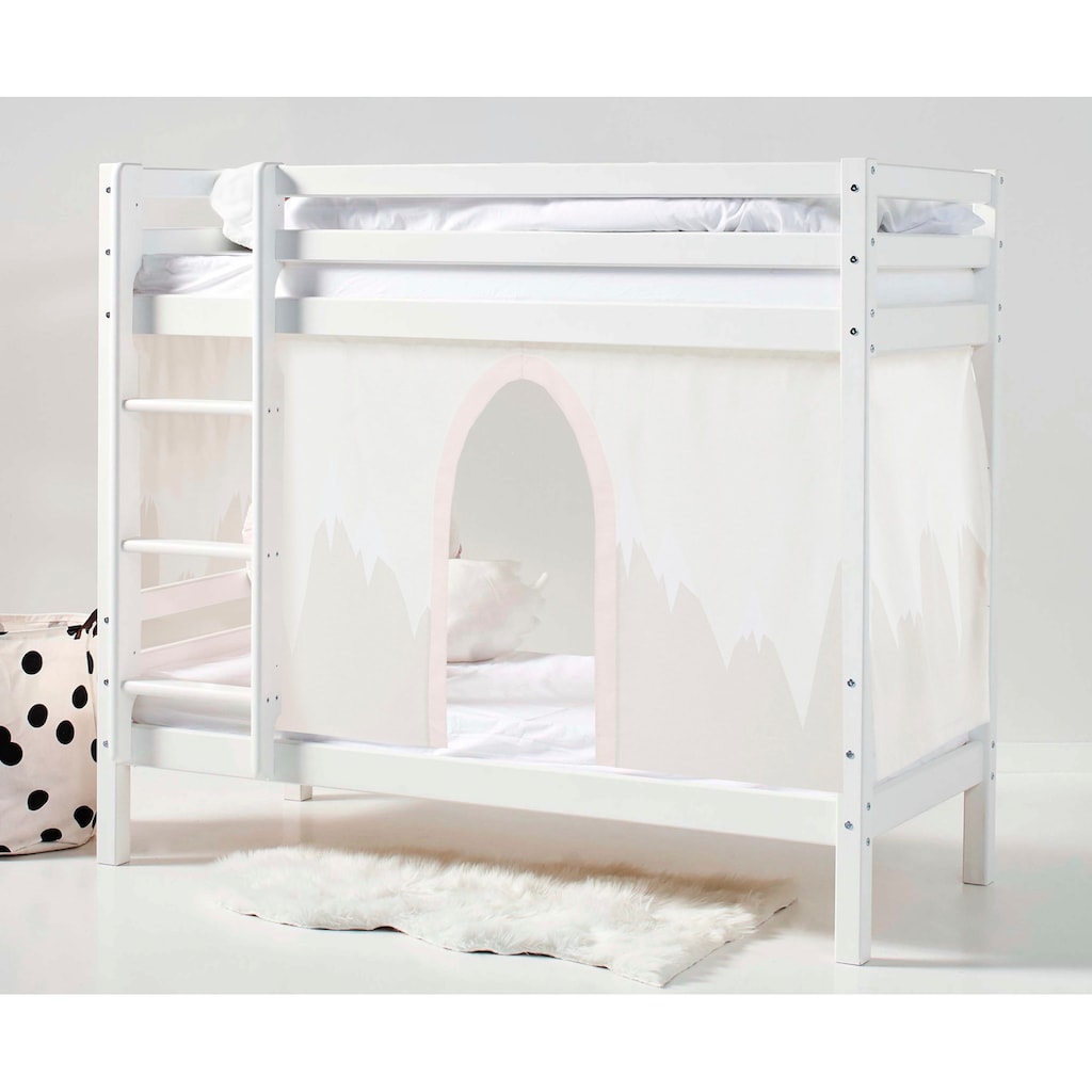 Hoppekids Etagenbett »«Winter Wonderland»«, (Set, 4 St., Bett, Vorhang und zwei Matratzen), 70x160 massiv mit Vorhang & Matratzen