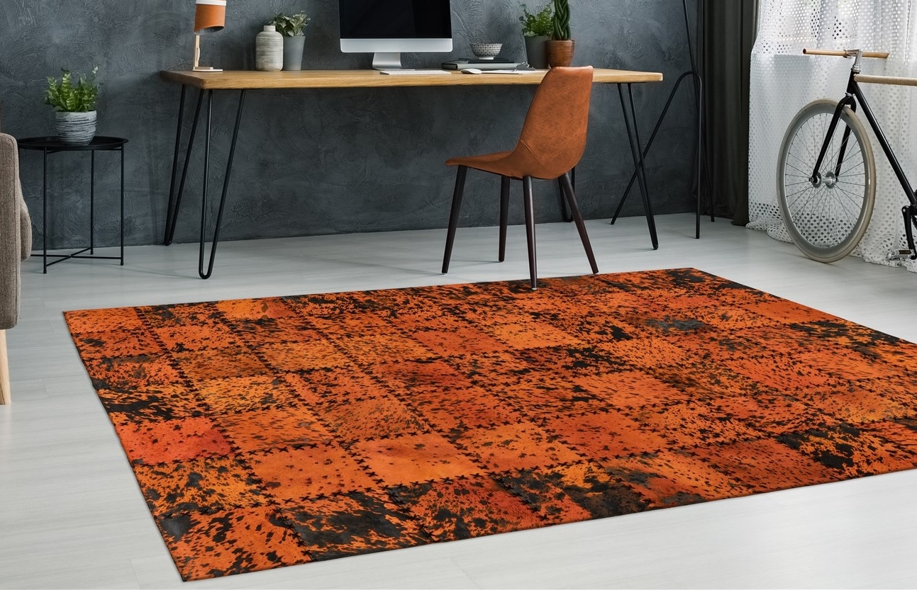 Image of calo-deluxe Fellteppich "Rankel 205 Lederteppich" rechteckig 5 mm Höhe farbige Patchwork Unikate, echtes Rinderfell, Wohnzimmer