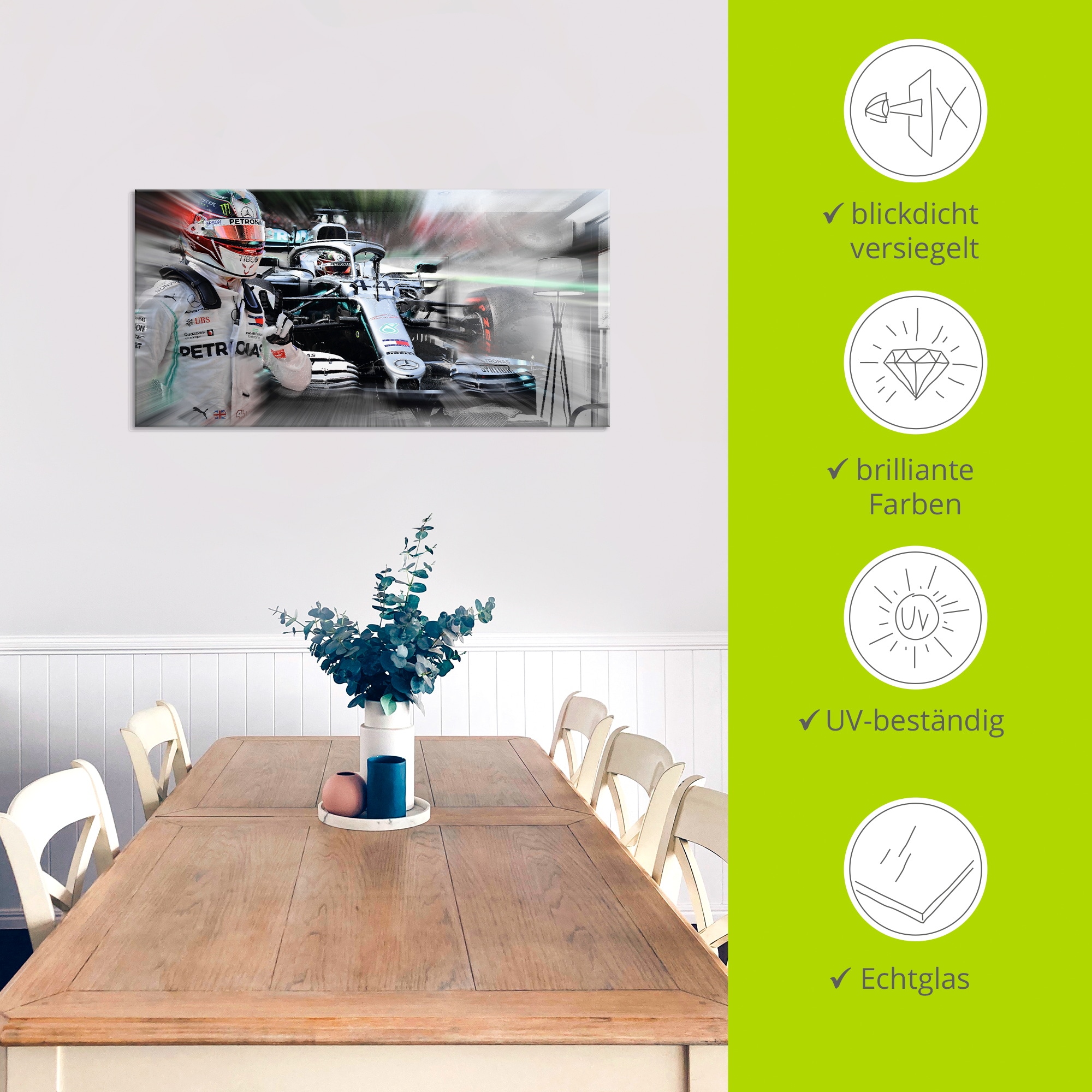 Artland Glasbild »Weltmeister Sir Lewis Hamilton« Funsport 1 Stk. tlg. in verschiedenen Grössen