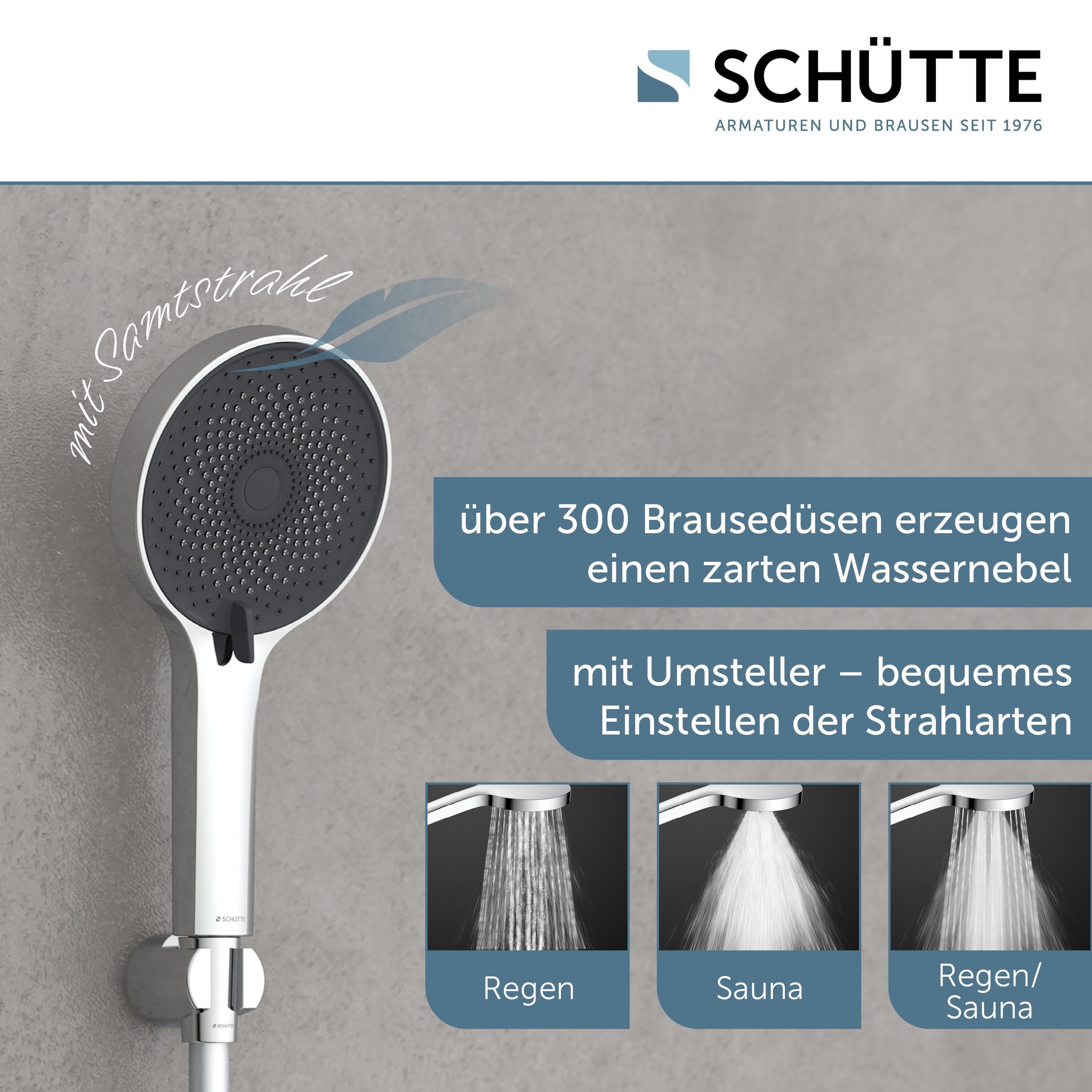 Schütte Handbrause »SAMOA RAIN« 1 Stk. tlg. Inkl. Wasserspardichtung-bis zu 50 % Wasserersparnis, Antikalk-Noppen