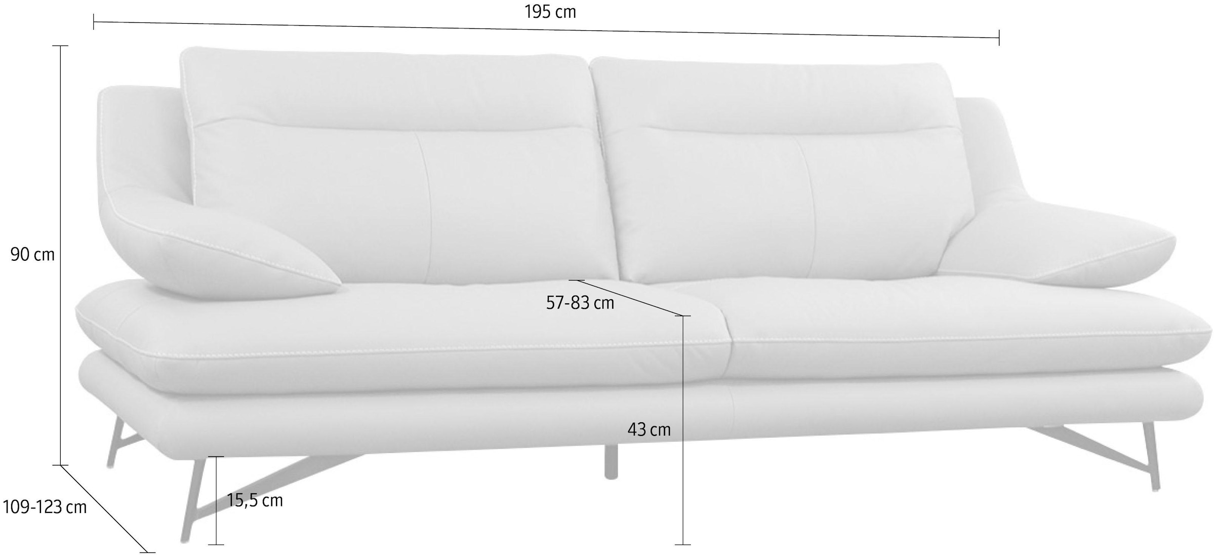 CALIA ITALIA 2,5-places »Cezanne, italienisches Design trifft erstklassigen Sitzkomfort, Leder« canapé design élégant en cuirs particulièrement durables et faciles d'entretien