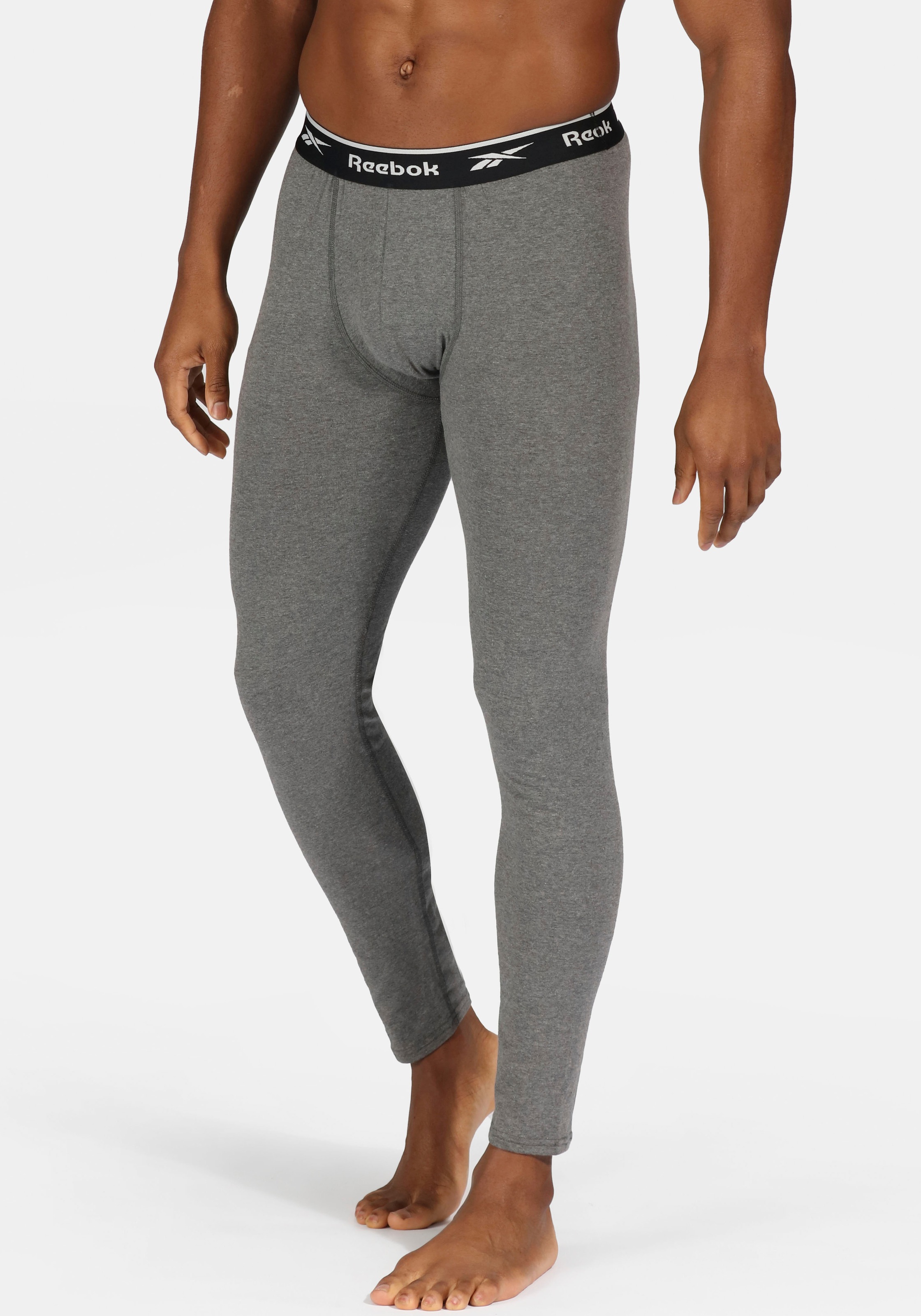 Reebok Caleçon long »JOHNY« basic, lang, atmungsaktiv, mit Logo, breiter Bund, Baumwollmix