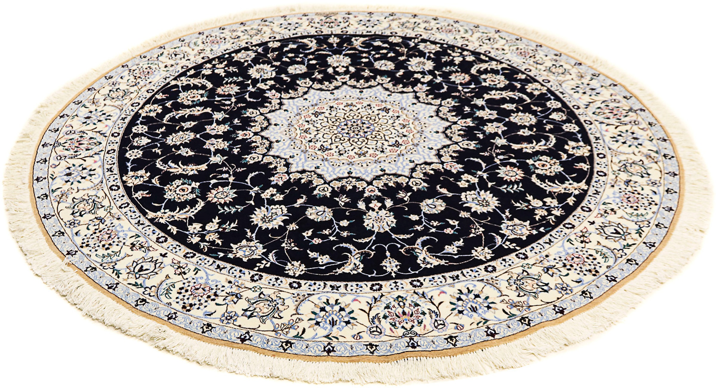 Image of morgenland Orientteppich »Perser - Nain - Premium rund - 200 x 200 cm - dunkelblau«, rund, 6 mm Höhe, Wohnzimmer, Handgeknüpft, Einzelstück mit Zertifikat bei Ackermann Versand Schweiz