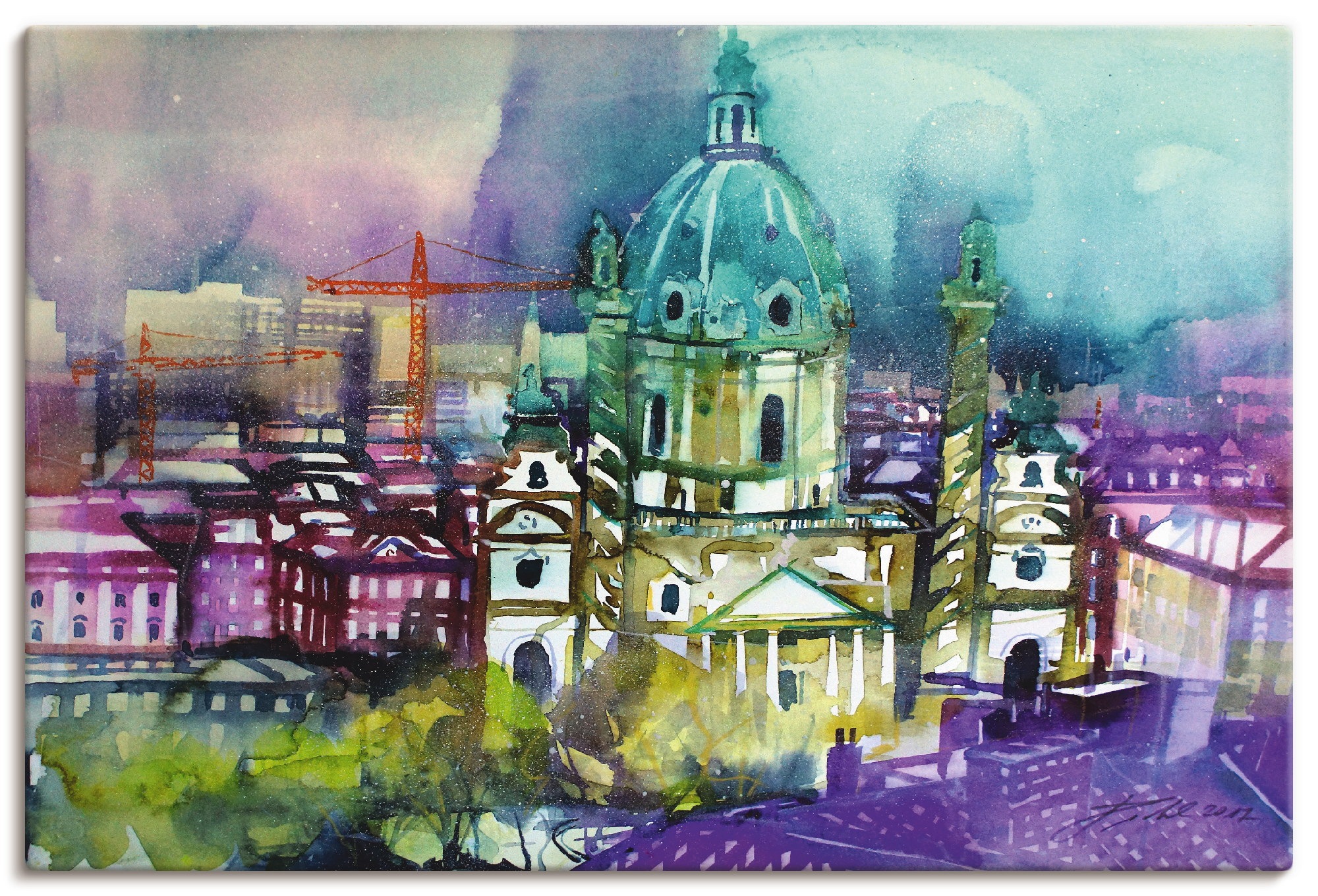 Image of Artland Wandbild »Wien, Dächer mit Karlskirche«, Österreich, (1 St.), in vielen Grössen & Produktarten - Alubild / Outdoorbild für den Aussenbereich, Leinwandbild, Poster, Wandaufkleber / Wandtattoo auch für Badezimmer geeignet bei Ackermann Versand Schwe