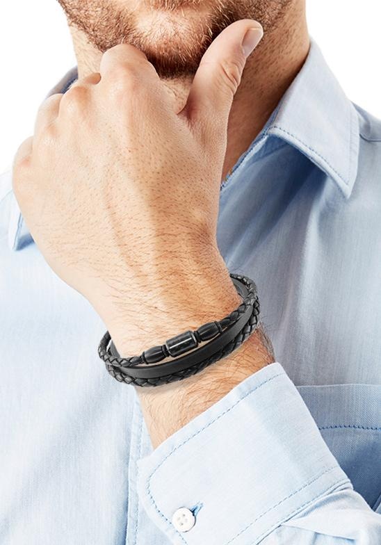 ♕ s.Oliver Lederarmband versandkostenfrei auf »2022637«, aus + Edelstahl Carbon