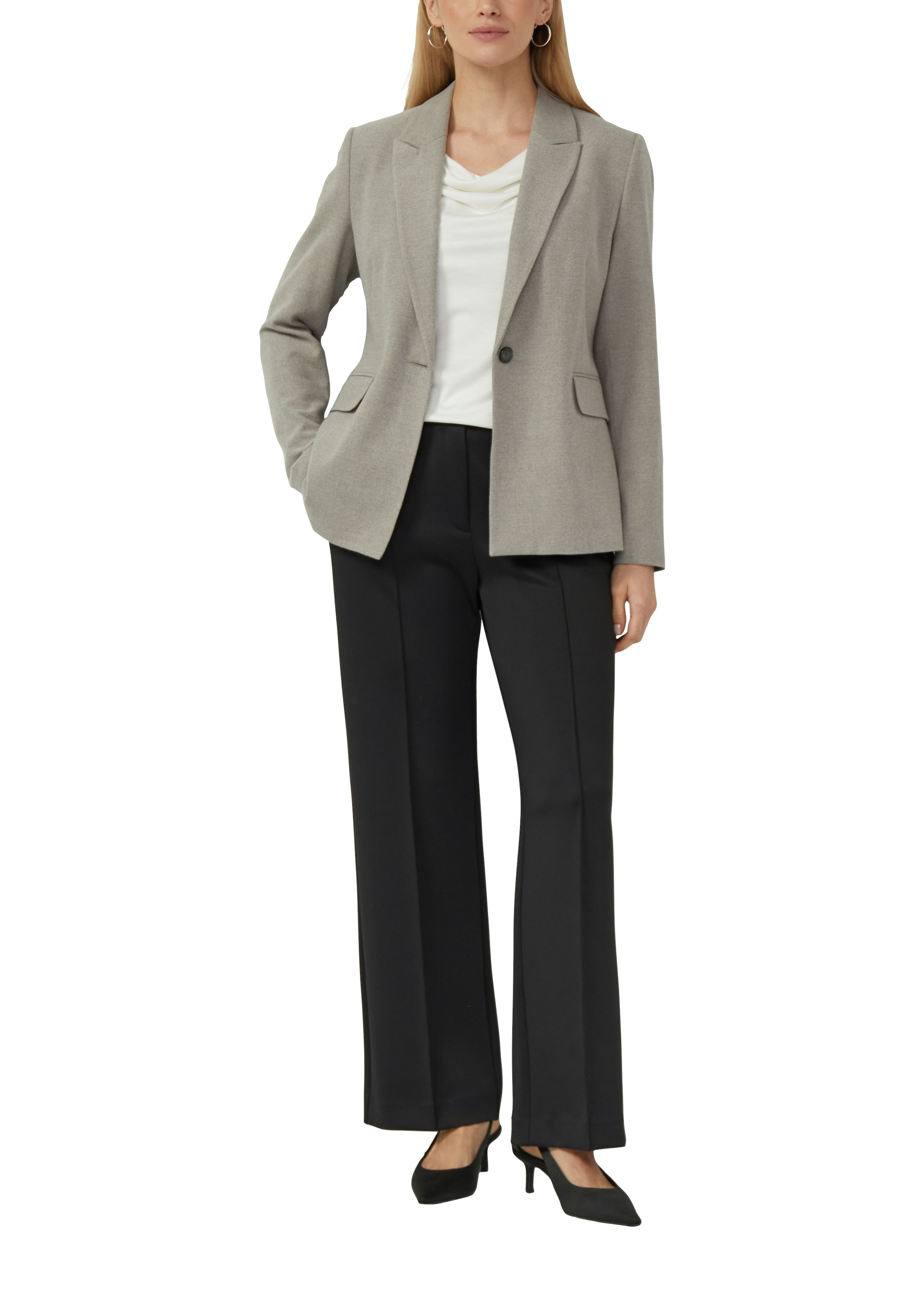 s.Oliver BLACK LABEL Wasserfallshirt mit Wasserfall-Kragen und aus reiner Viskose