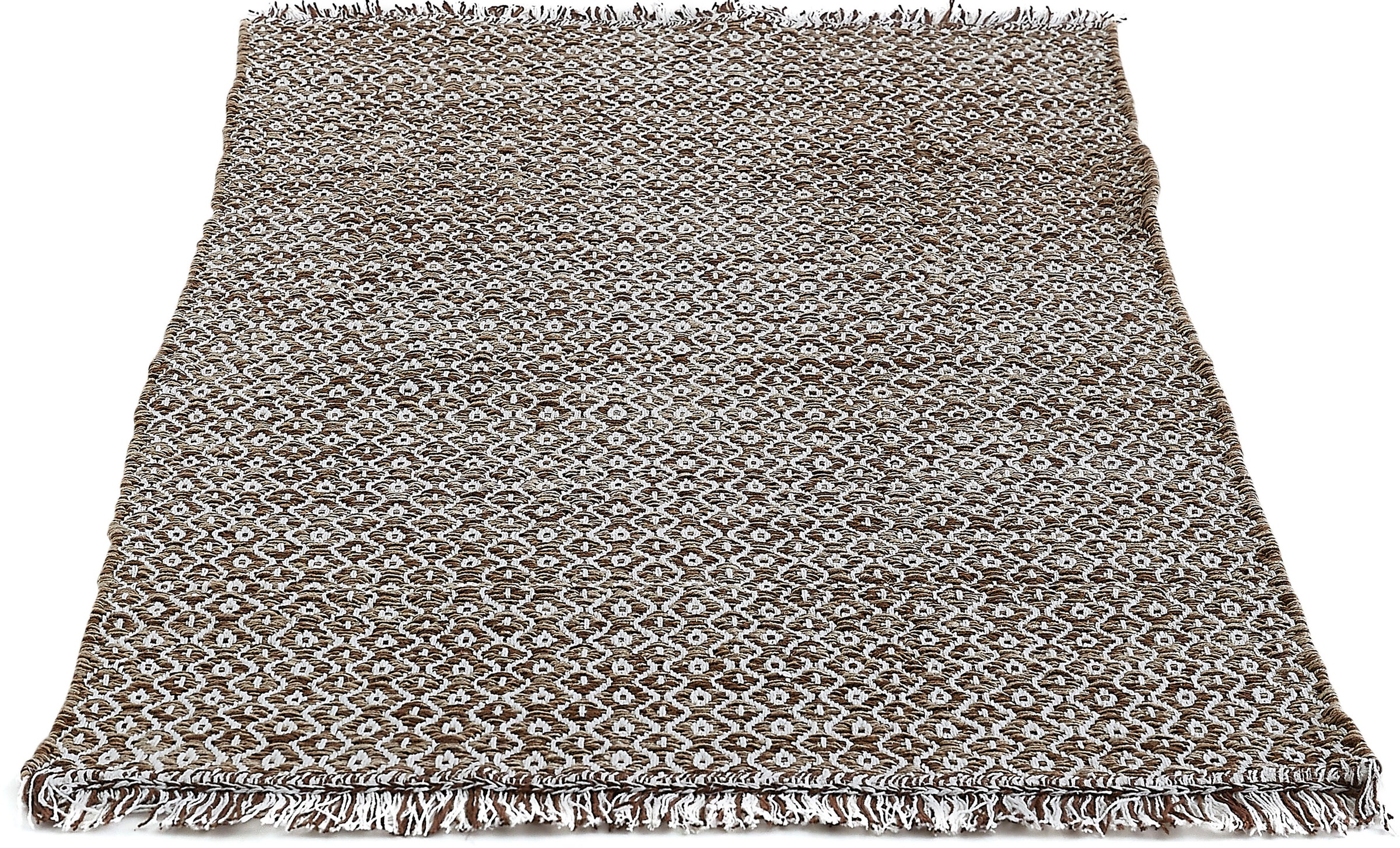 Image of andas Teppich »Nivala«, rechteckig, 10 mm Höhe, Flachgewebe, Rauten Motiv, reine Baumwolle, mit Fransen, ideal im Wohnzimmer & Schlafzimmer bei Ackermann Versand Schweiz