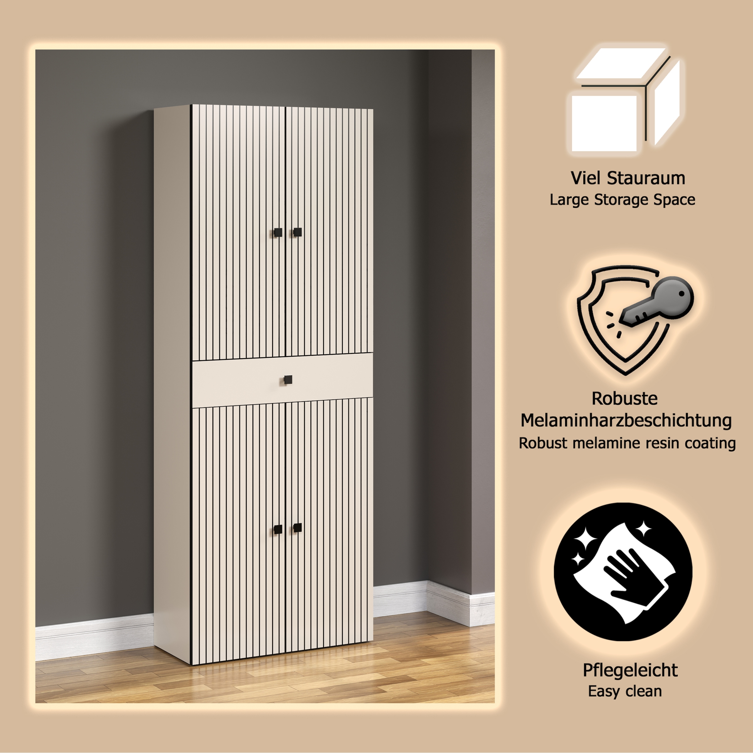 welltime Hochschrank »Amrum«, Badezimmerschrank mit und ohne Schublade - (B/T/H) 40-70/31/186 cm