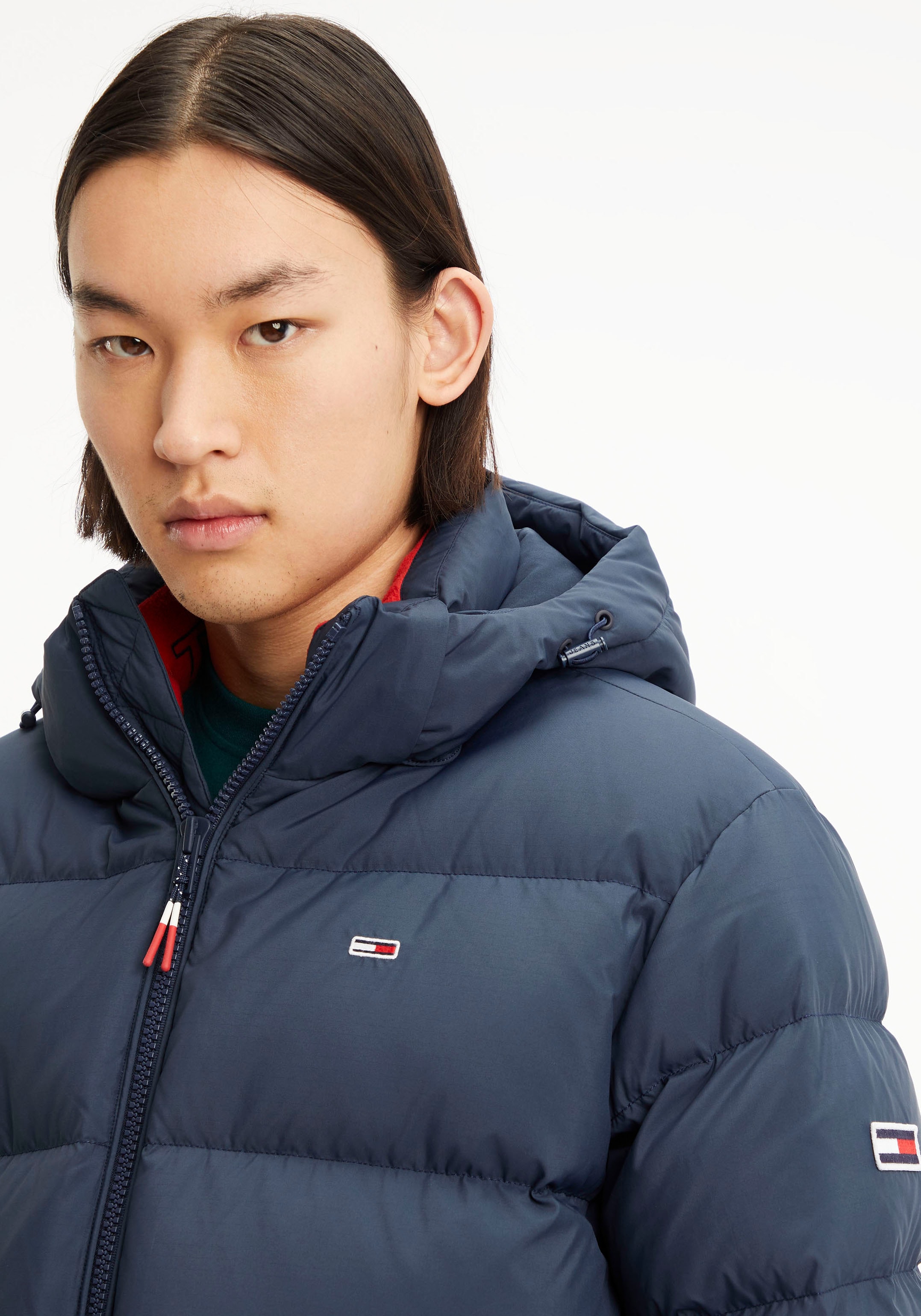 Tommy Jeans Daunenjacke »TJM ESSENTIAL DOWN JACKET«, mit Kapuze, mit Tunnelzug und Stoppern an der Kapuze