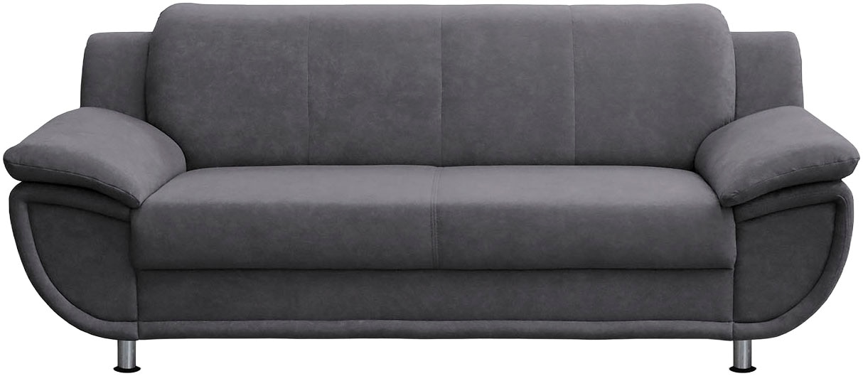 TRENDMANUFAKTUR 3-places »Rondo 207 cm, 3-Sitzer, komfortabel, Federkern optional, Chromfüsse« au choix avec ressorts, housses faciles d'entretien, notre prix bas permanent