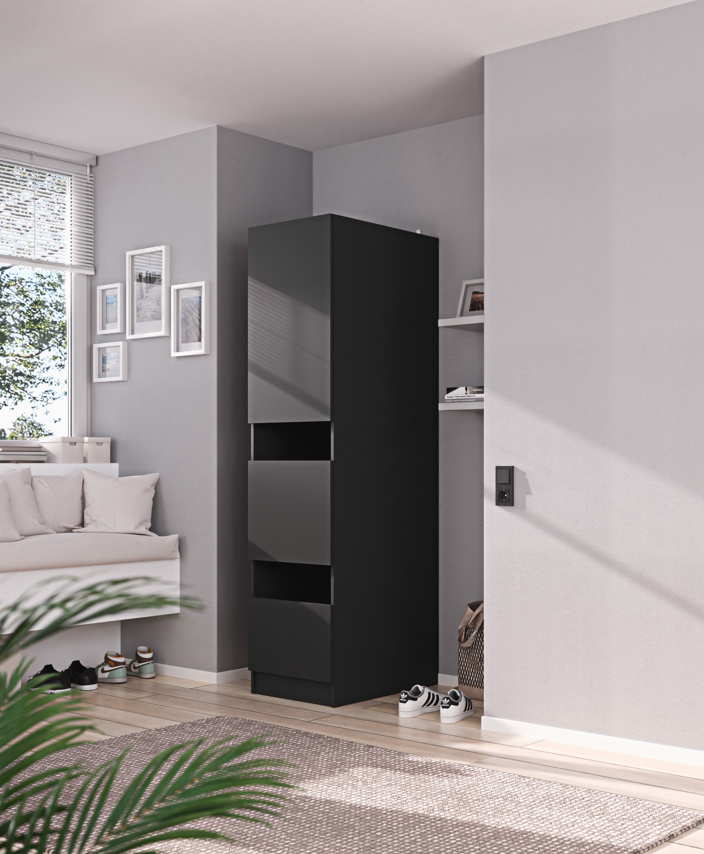 BASIC by Balculina Armoire à linge »Washhome B/T/H 50x200x68 cm« 1 cuis tlg. Largeur 50cm, pieds métalliques réglables en hauteur