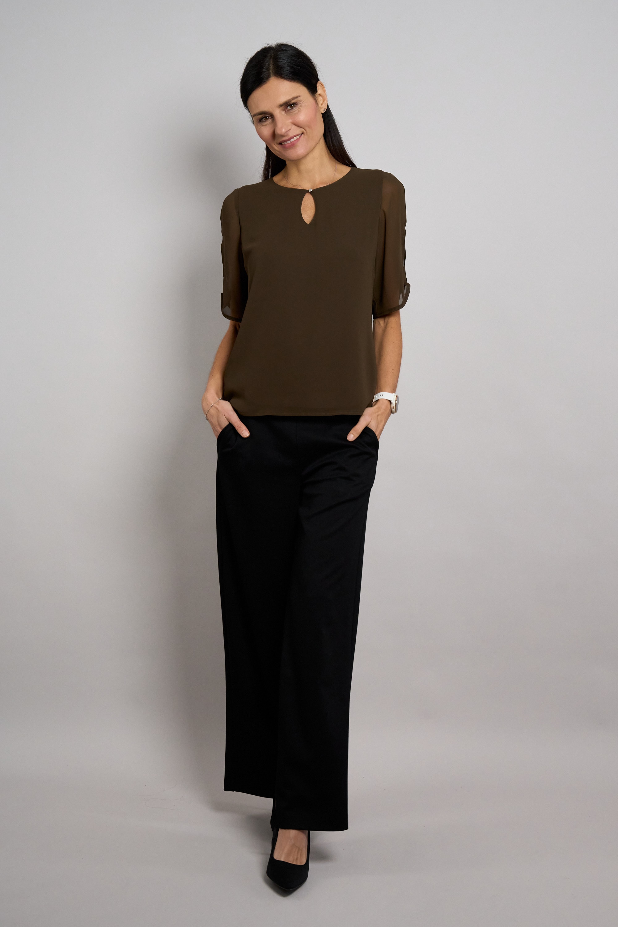 Seidel Moden Blouse en mousseline »Otto exclusiv« Halbarm mit Cut-Out-Detail und Glitzerstein - MADE IN GERMANY