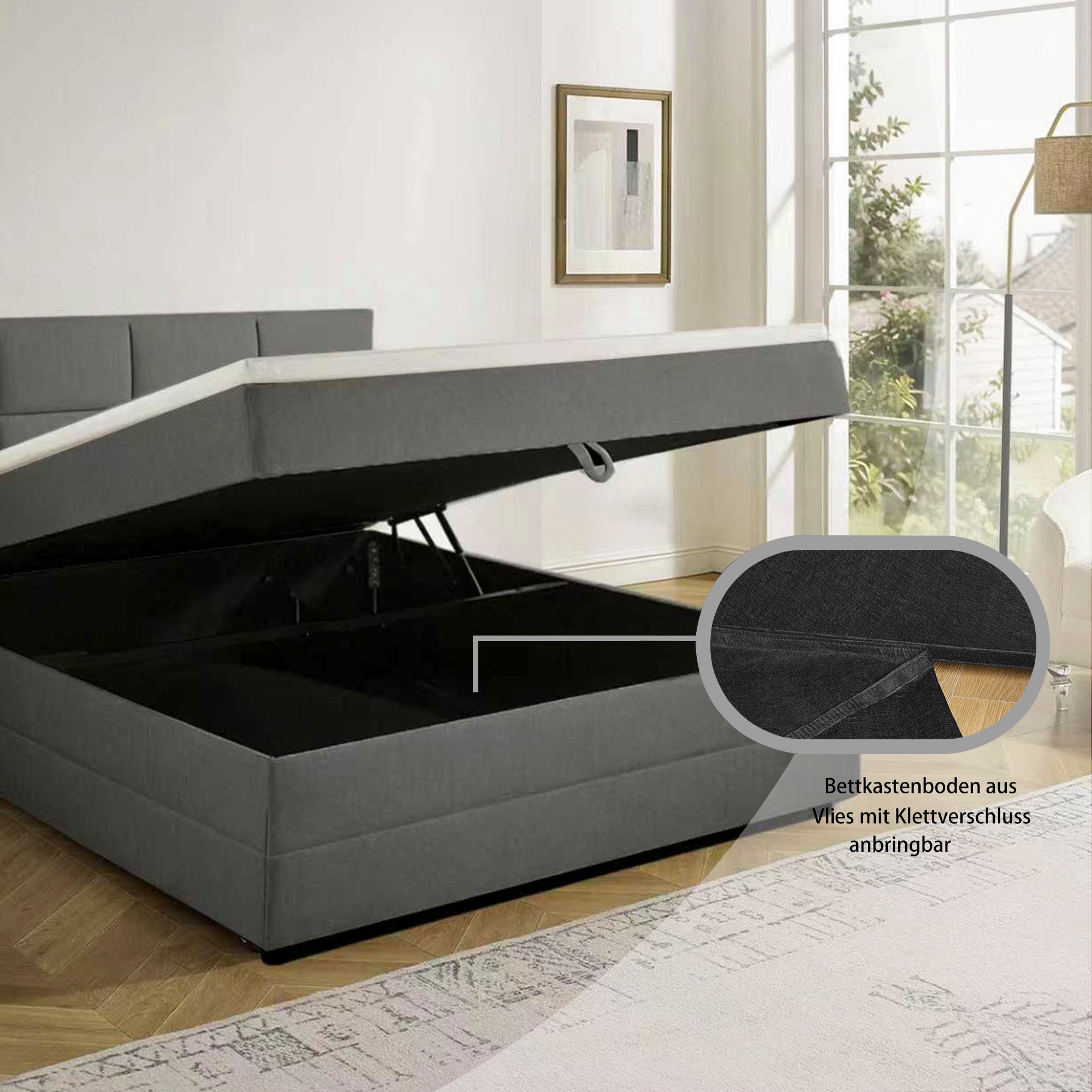 GOODproduct Boxbett »Fillmore inkl. Bettkasten, Liegefläche 140 und 180x200 cm« inkl. Topper, erhältlich in verschiedenen Farben