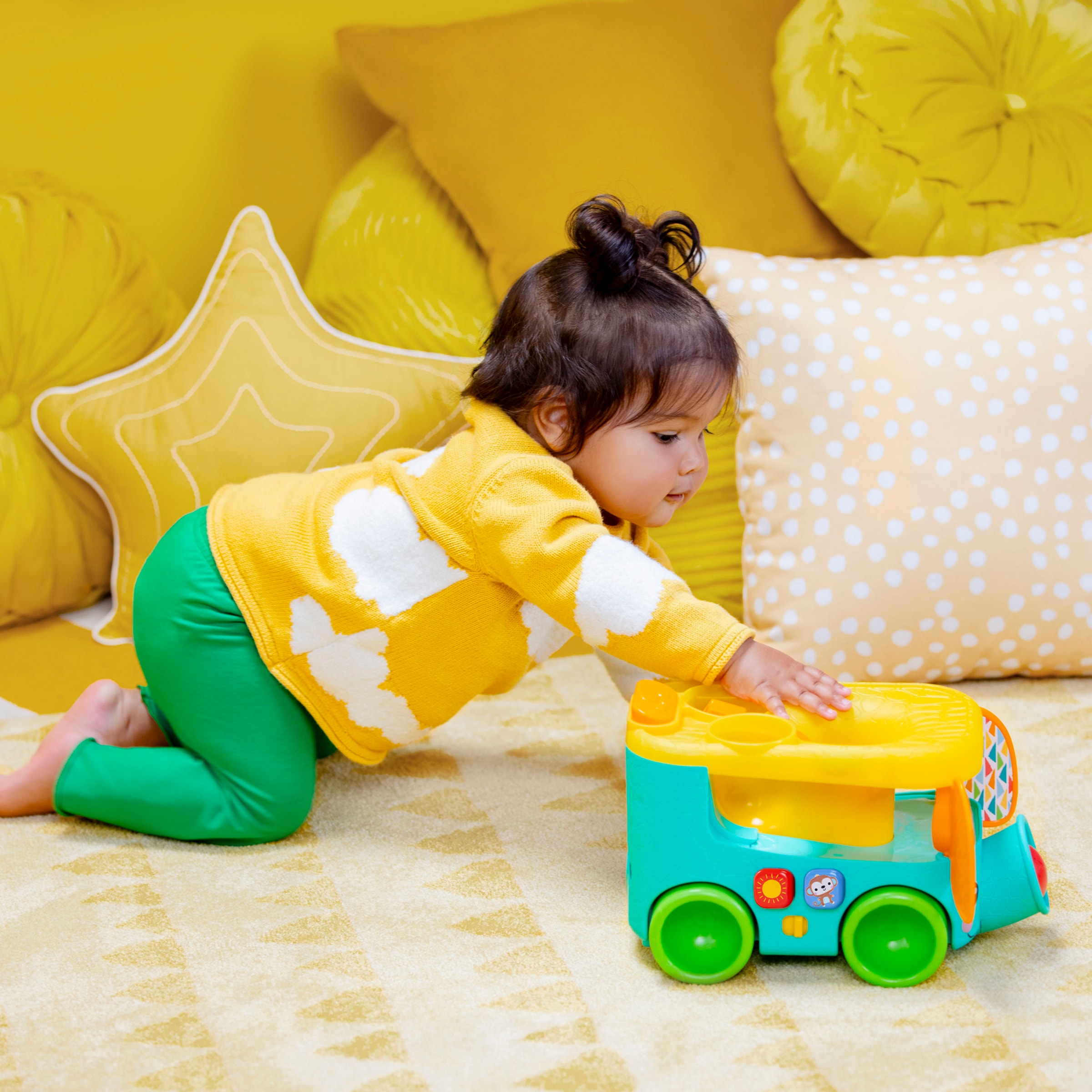 Bright Starts Jouets éducatifs »Pop & Roll Safari Bus  Ball Play Toy« mit Licht und Sound