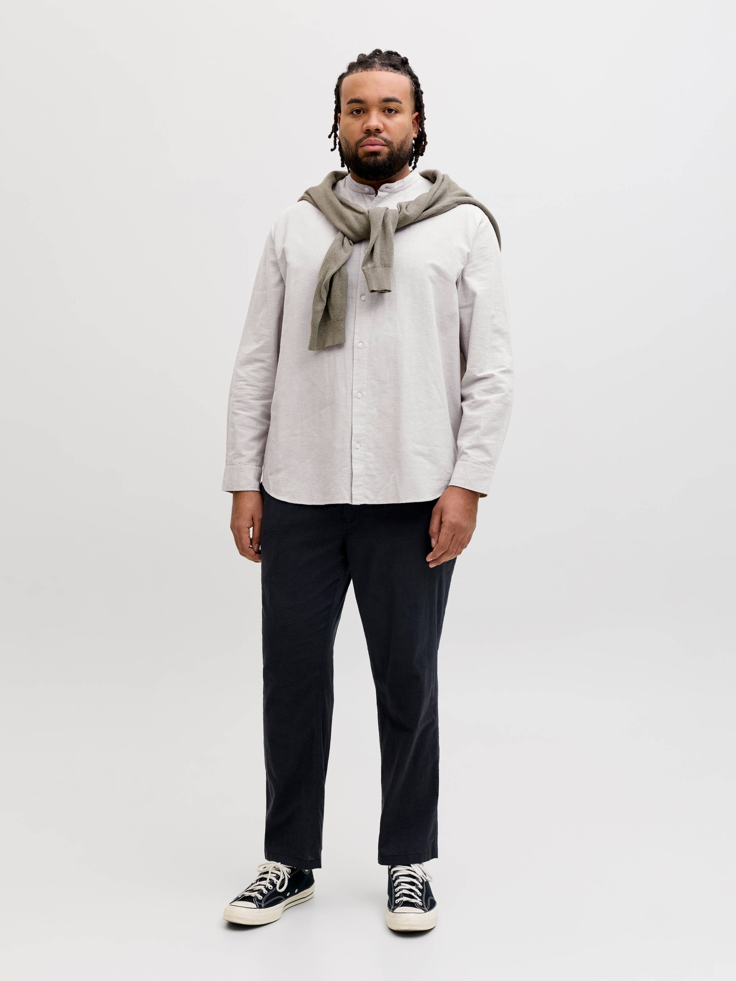 Jack & Jones PlusSize Chemise à manches longues »JJEBREEZE LINEN BLEND BAND SHIRT L PLS« avec col montant