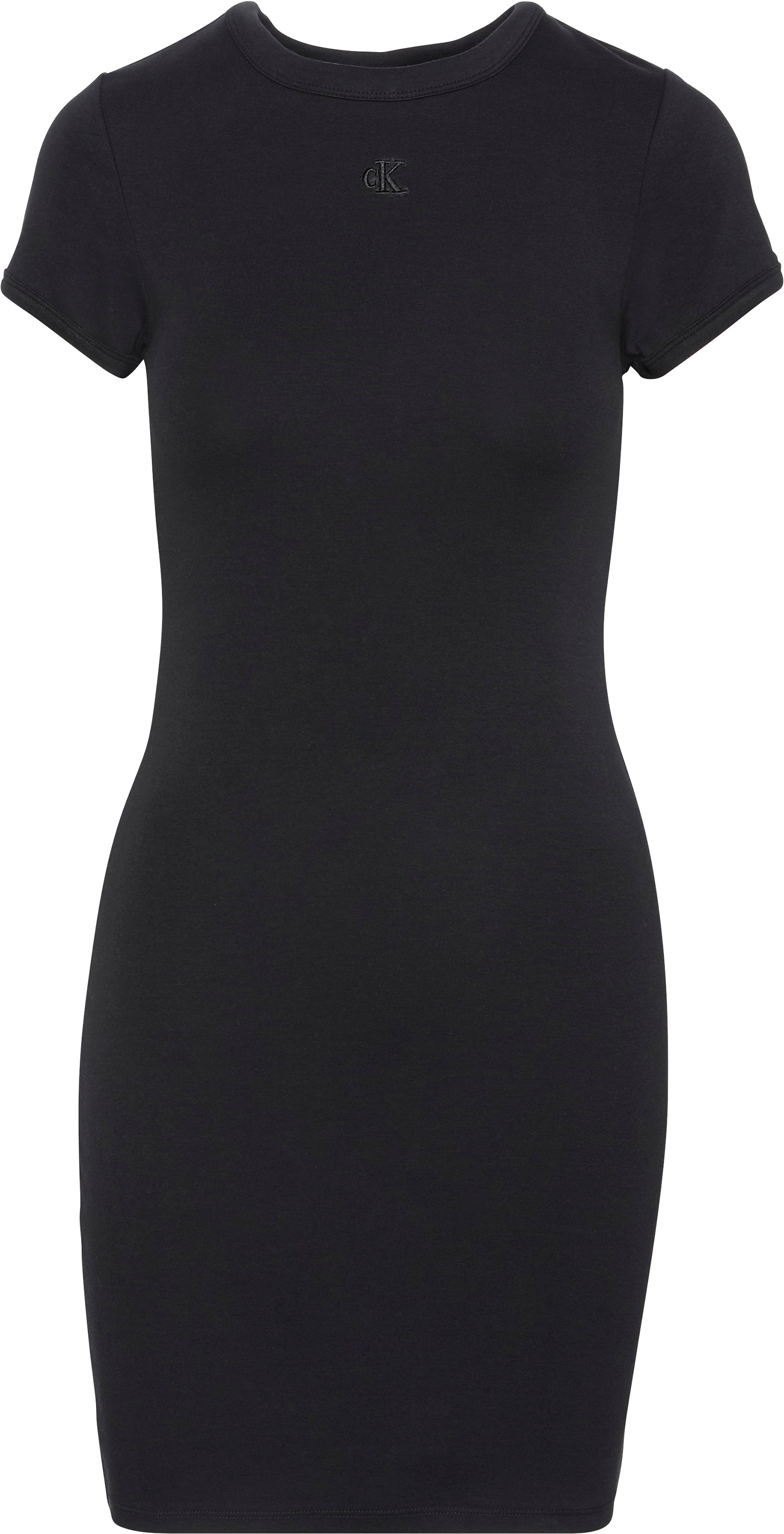 Calvin Klein Jeans Jerseykleid »SS CTN CNTR 1X1 RB S«, Mit Rundhalsausschnitt