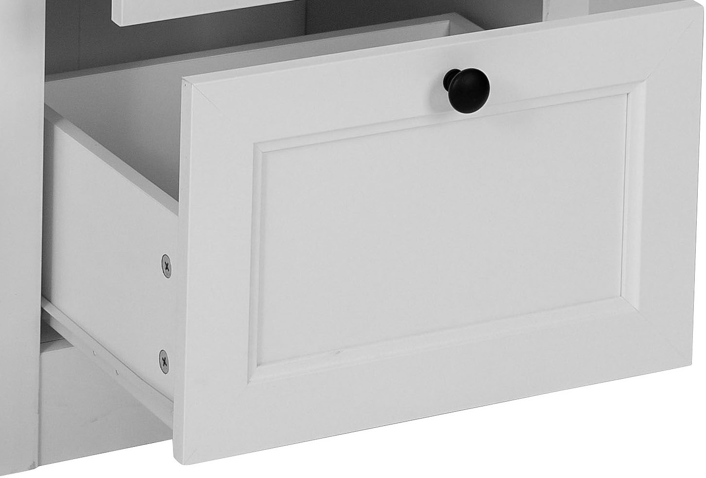 GOODproduct Vitrine »Rigny« aus MDF, mit Holz-Zierleiste, schwarzem Metallgriff