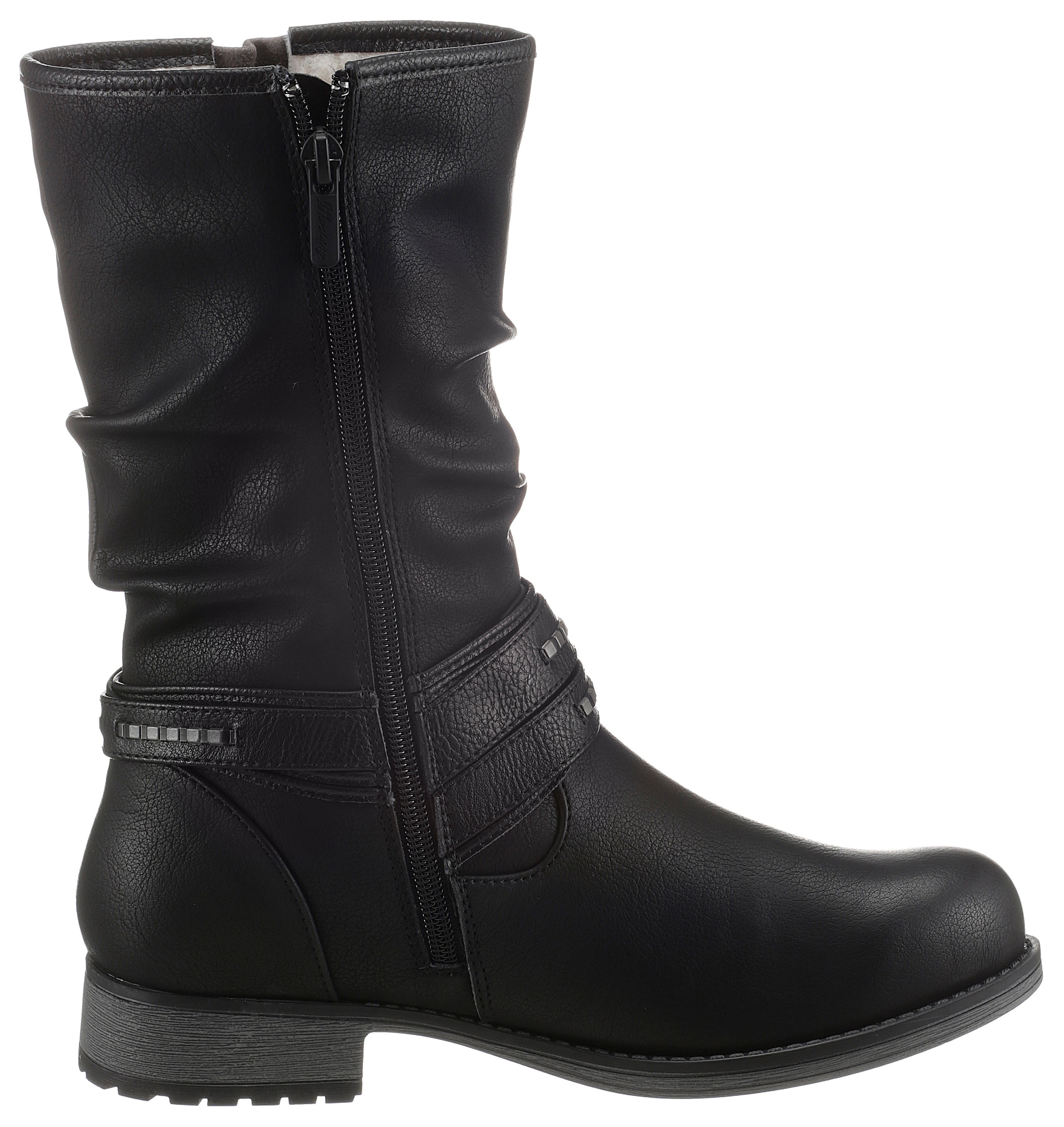 Mustang Shoes Winterstiefel, mit Zierschnallen am slouchy Schaft