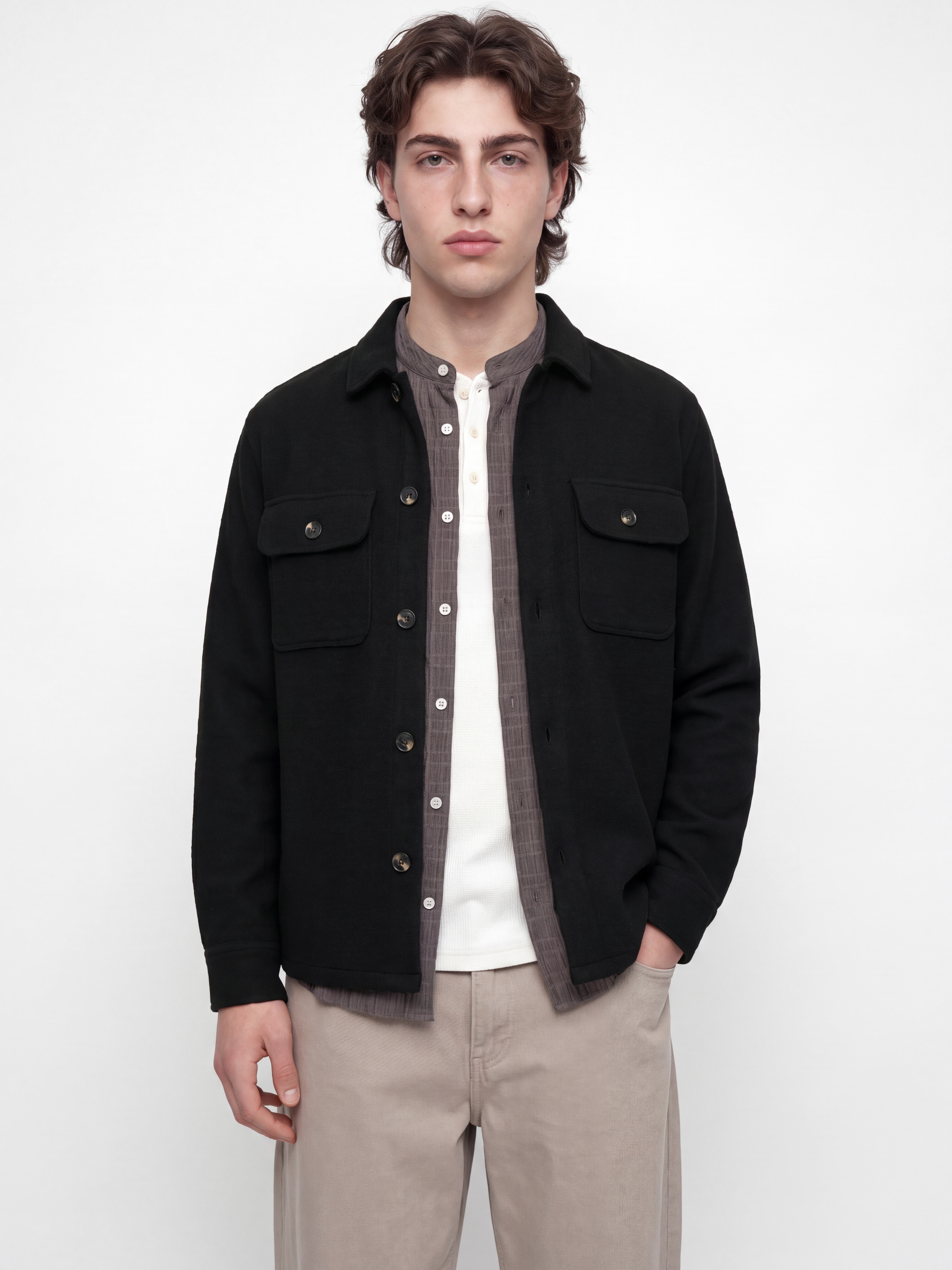 Jack & Jones Langarmhemd »JJEREGENT STRUCTURE OVERSHIRT LS SN« Polyester, locker geschnitten