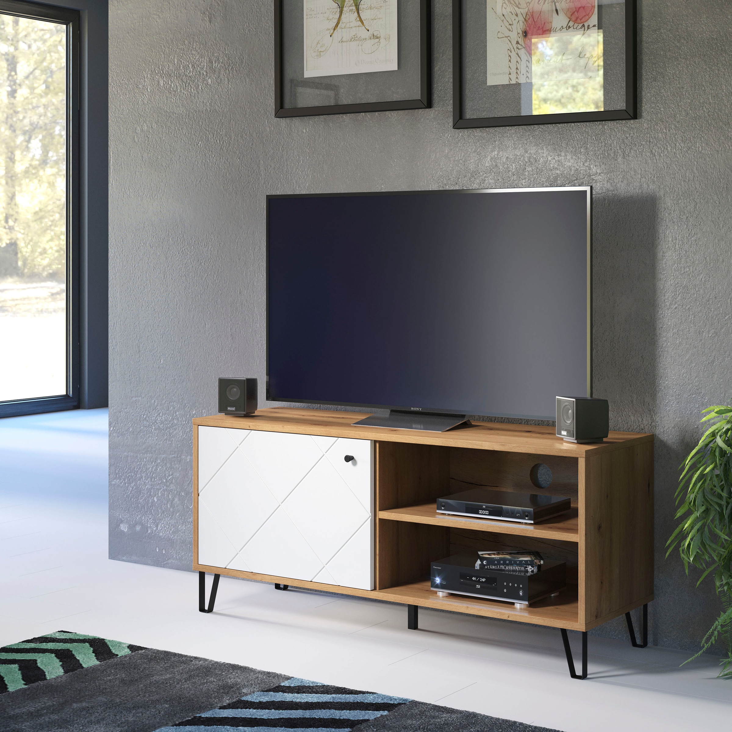Home affaire Table basse »Tarragona TV-Kommode« meuble TV avec 1 porte & 2 compartiments - (L/P/H) 123/40/56 cm