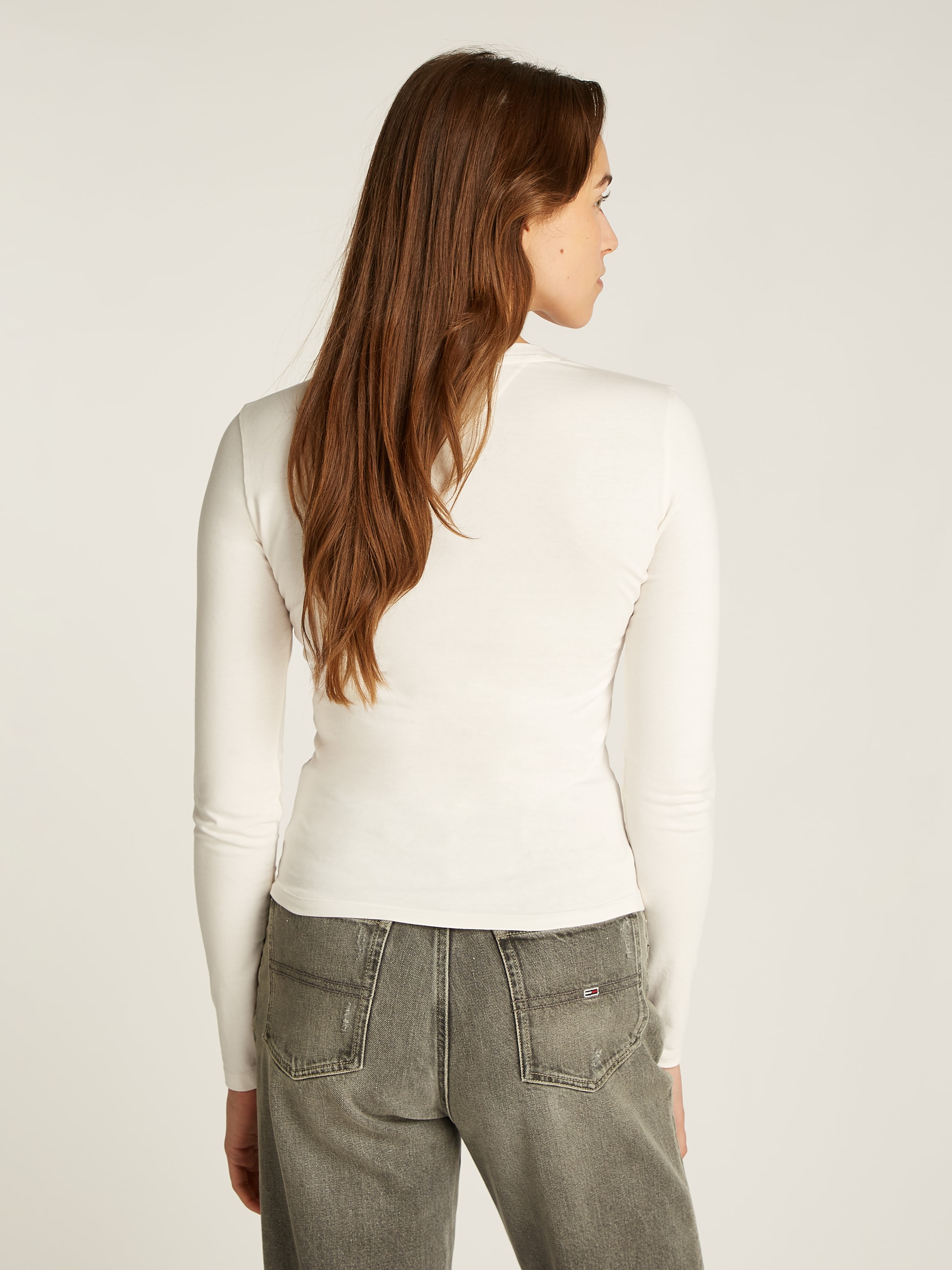 Tommy Jeans Curve Langarmshirt »TJW SLIM LINEAR TEE LS EXT«, Grosse Grössen
