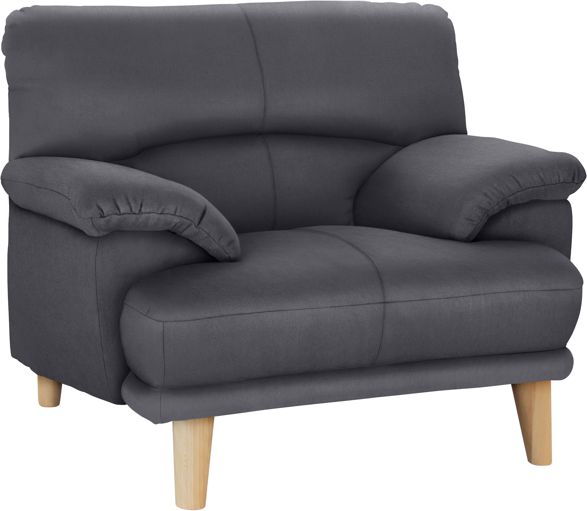 TRENDMANUFAKTUR Sessel »Cecilia, Loungesessel, italienisches Design, bequeme Armlehnen« aufwendige Rückenverarbeitung für hohen Sitzkomfort, Holzfuss