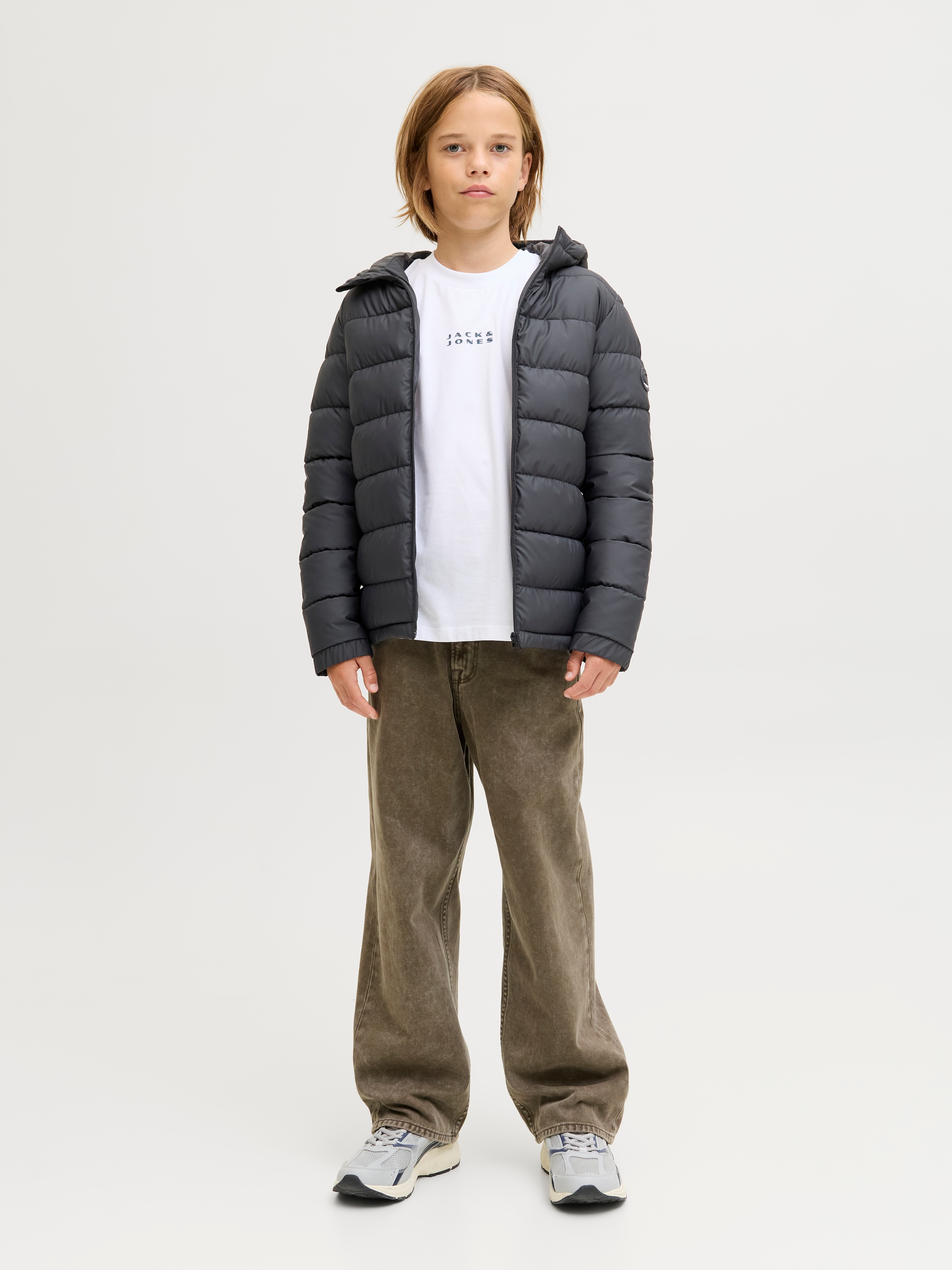Jack & Jones Junior Steppjacke »JCOPOINT PU PUFFER JACKET BF JNR« mit Kapuze