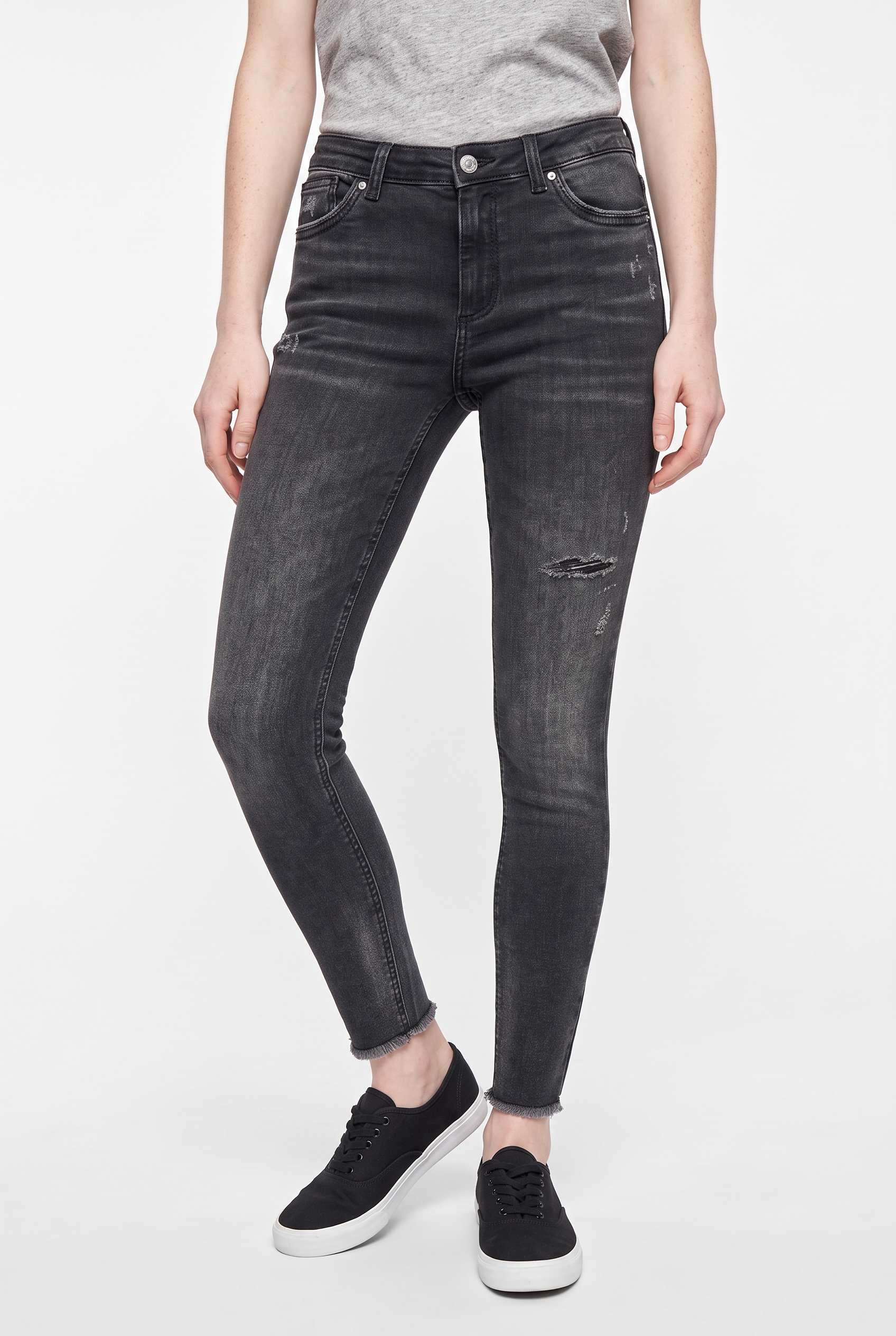 Image of ONLY Skinny-fit-Jeans "ONLWAUW MW SK ANK RW DNM" Baumwollmischung, mid waist