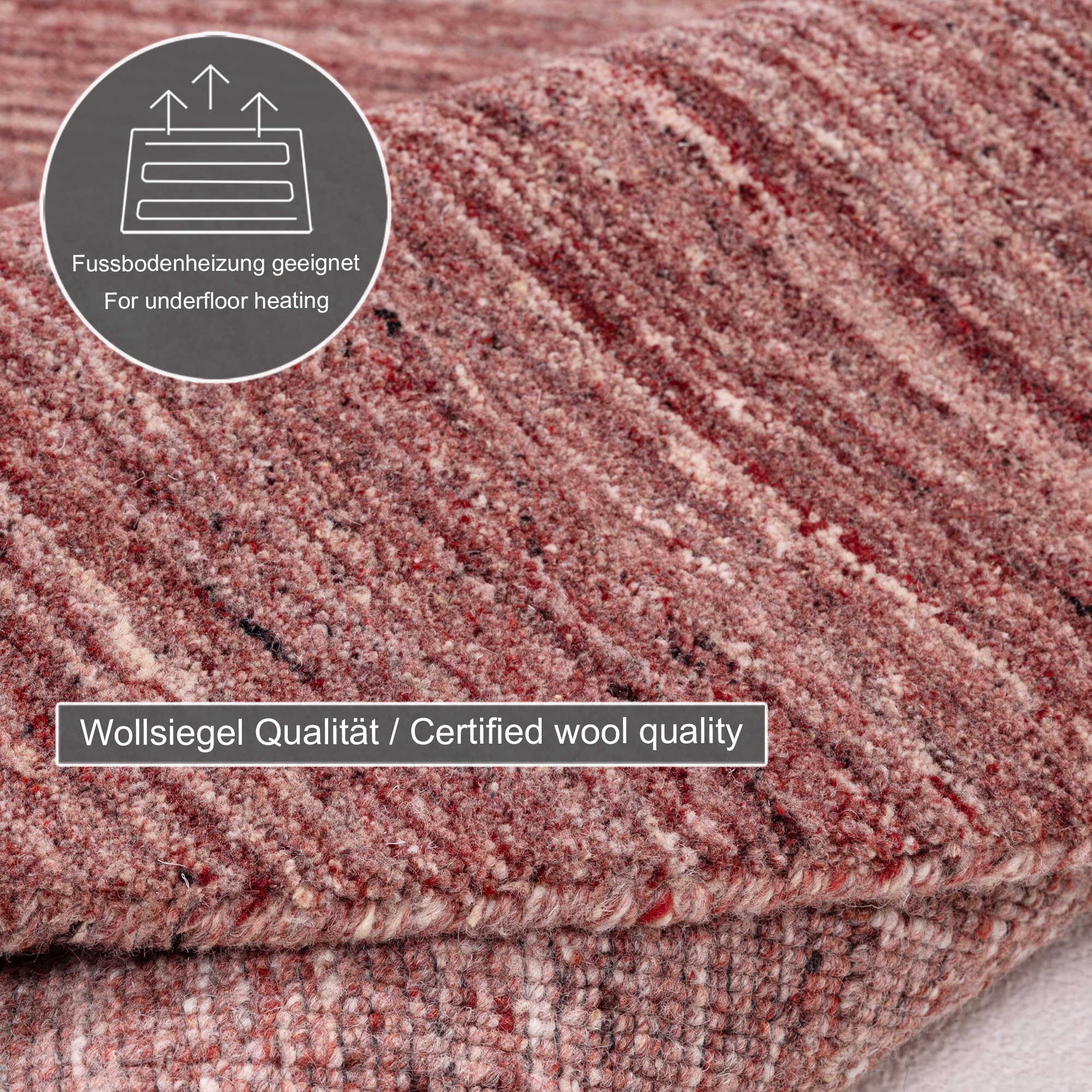 THEKO Tapis en laine »Pure UNI« Rond 14 mm Höhe Handwebteppich, meliert, reine Wolle, handgewebt