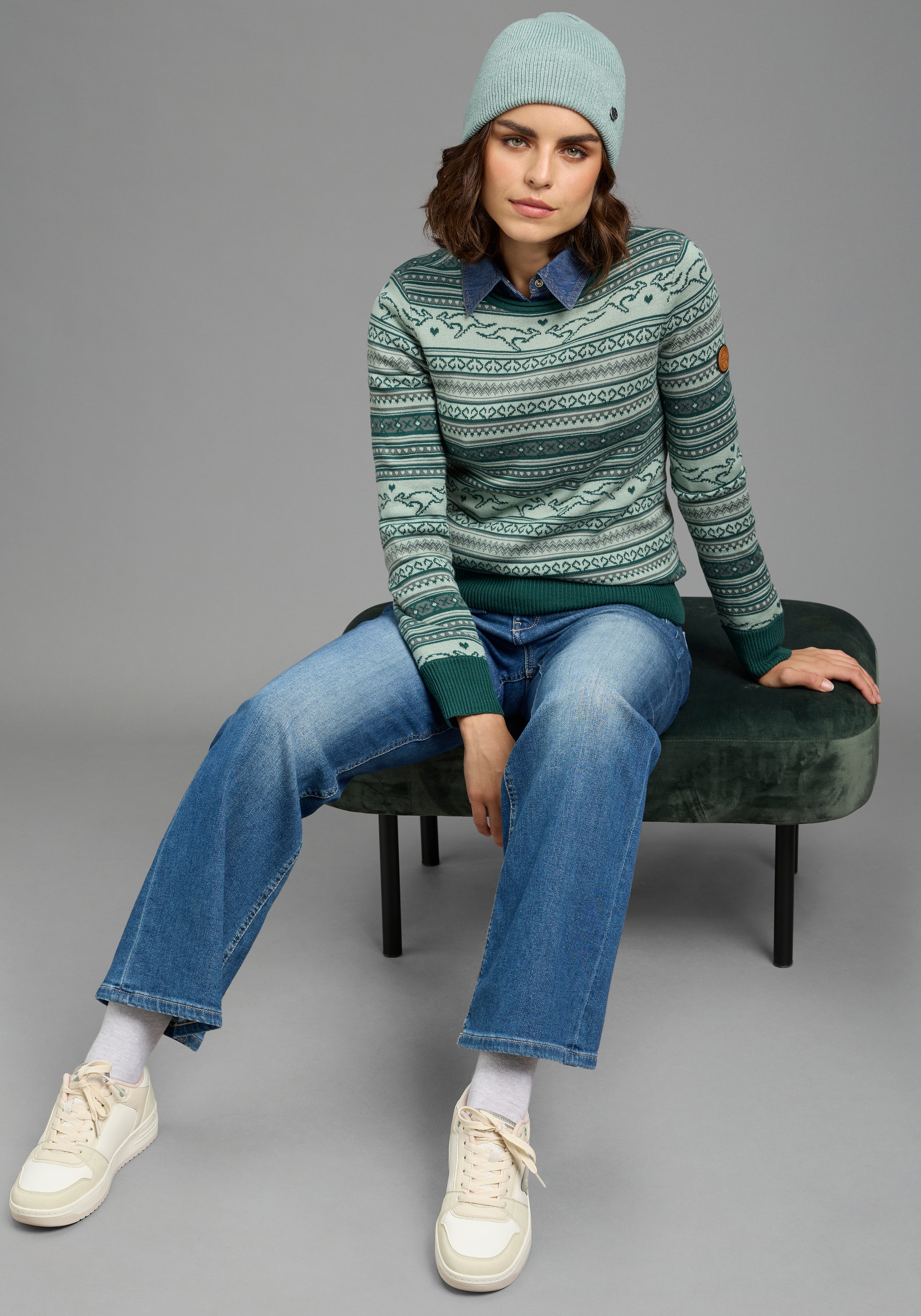 KangaROOS Pull norvégien avec bord-côtes en tricot