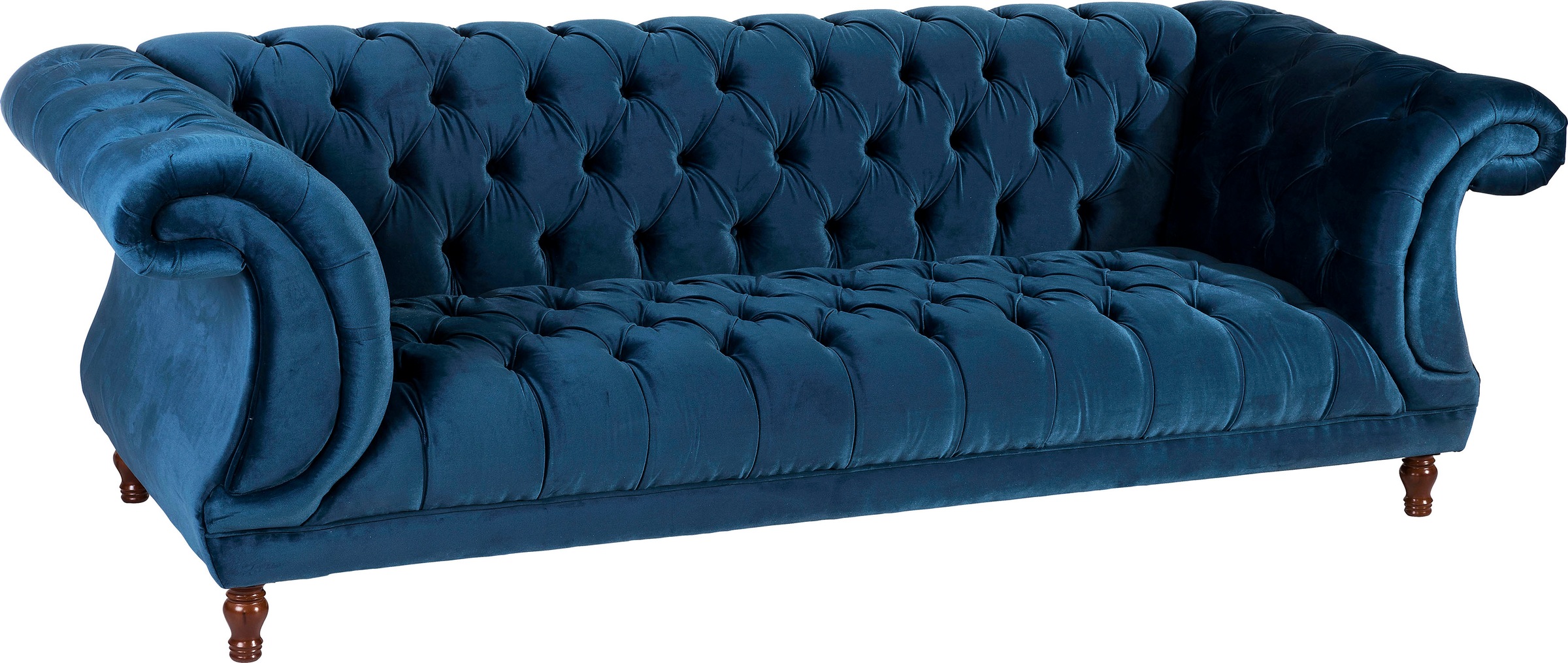 Max Winzer® Chesterfield-Sofa »Isabelle«, Knopfheftung & gedrechselten Füssen in Buche Nussbaum, Breite 260 cm
