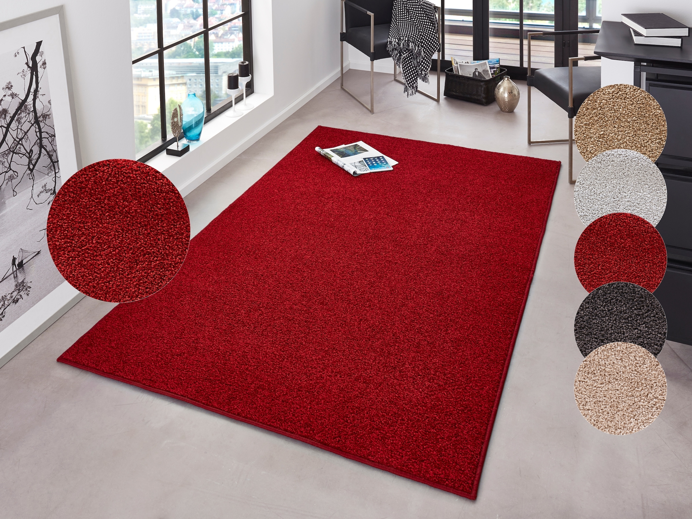Image of HANSE Home Teppich "Pure 100 Kurzflor" rechteckig 13 mm Höhe Kurzflor, uni, umkettelt, Läufer, Wohnzimmer, Kinderzimmer, Flur