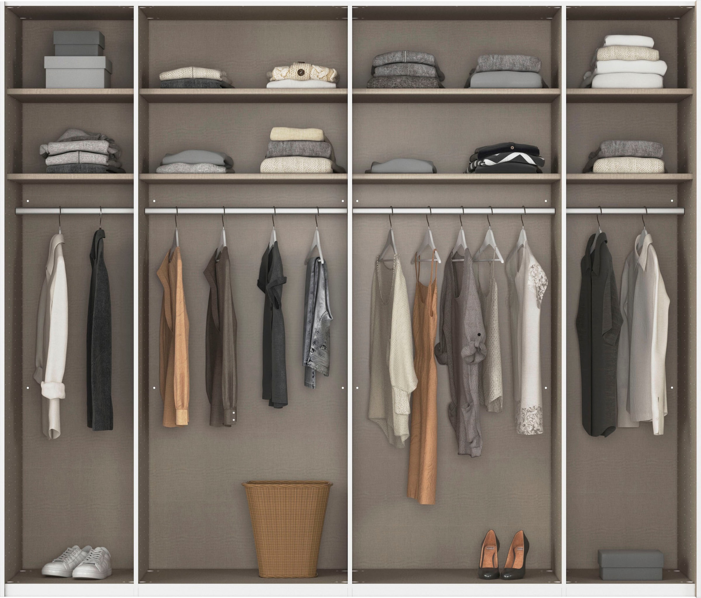 rauch Schwebetürenschrank »Kleiderschrank Schrank Garderobe Wäscheschrank TEGIO« mit hochwertigen Holzdekoraufleistung und Glasfront MADE IN GERMANY