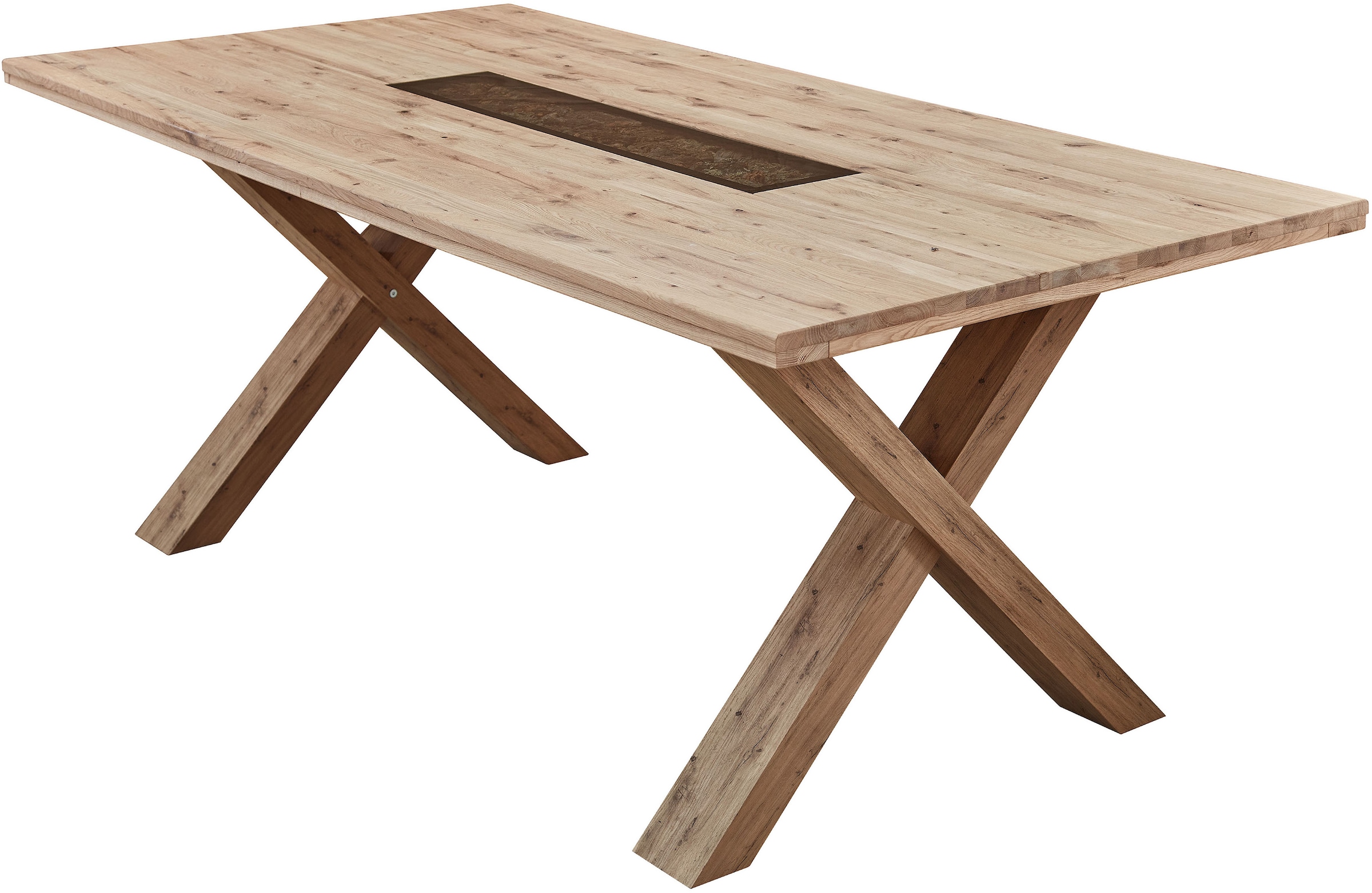 Image of Wohnconcept Esstisch "Donna Esstisch, 200x78x100 (BxHxT)" 1 Stk. tlg. Massivholz, Absetzung Echtkork gerundet