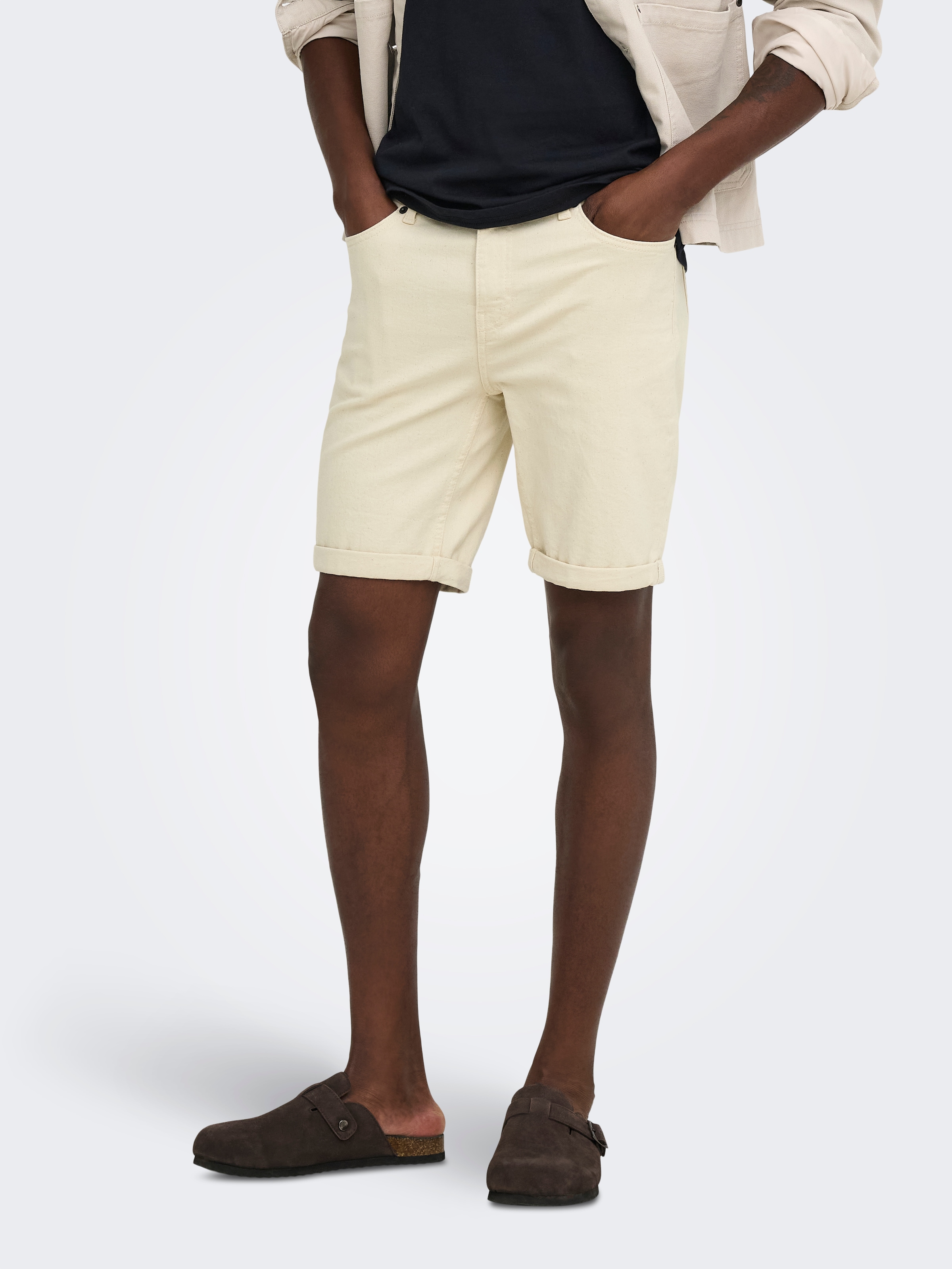 Image of ONLY & SONS Jeansshorts "ONSPLY ECRU 9470 PIM DNM SHORTS NOOS" Baumwollmischung, regular fit