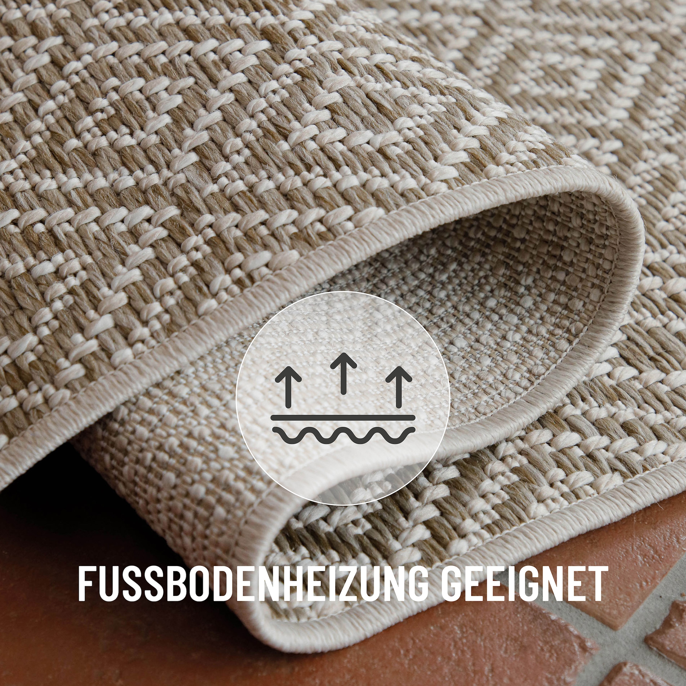 Wecon home Teppich »Miami Beach« rund 5 mm Höhe In- & Outdoor Teppich, wetterfest, modernes Rauten Muster, Balkon