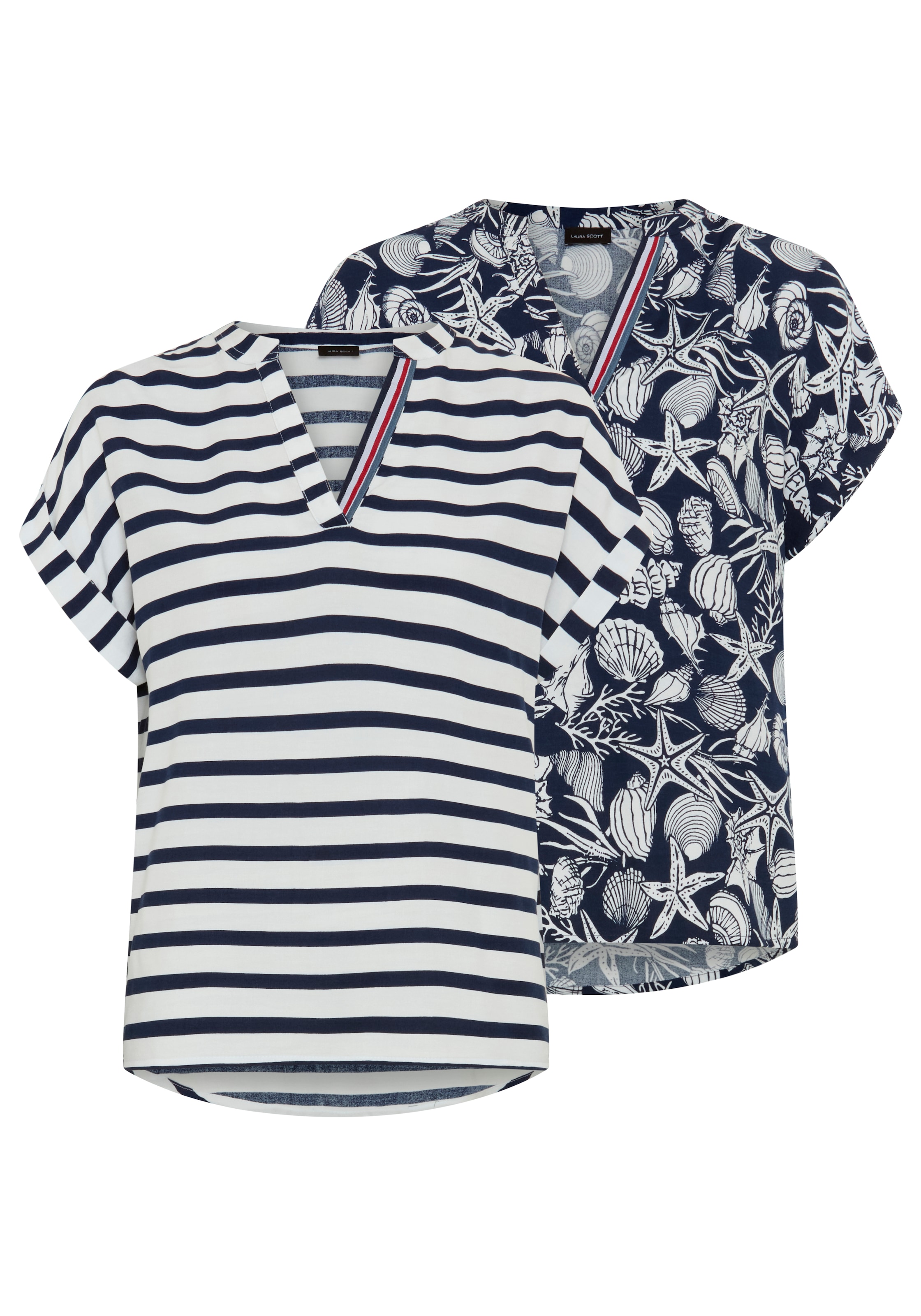 Image of Laura Scott Druckbluse Packung, 2er-Pack, bedruckte Bluse, aus Viskose, feminin im Stil