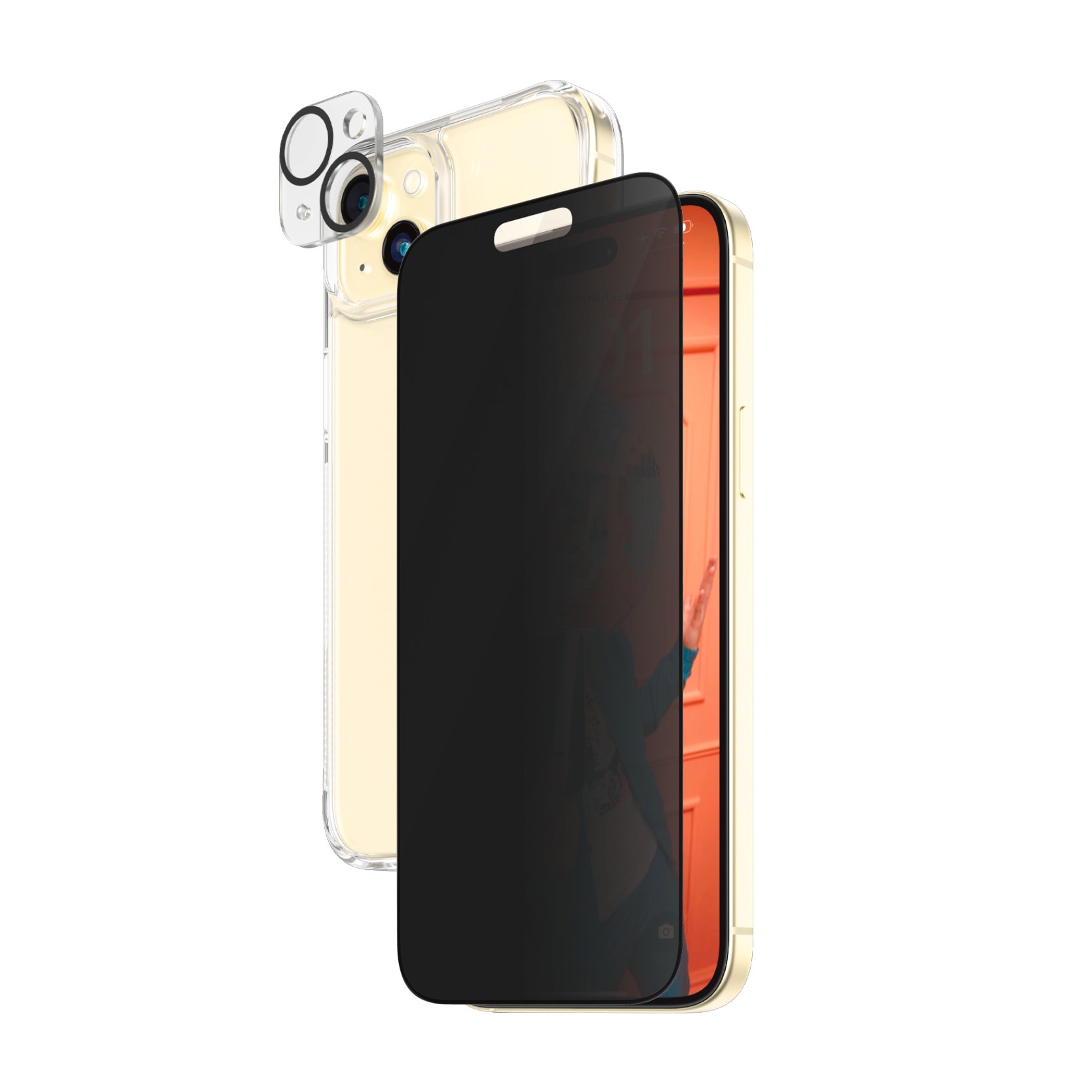 Image of PanzerGlass Displayschutzglas "3-in-1-Privacy-Pack Privacy, Camera Protector und Cover" für iPhone 15 Plus