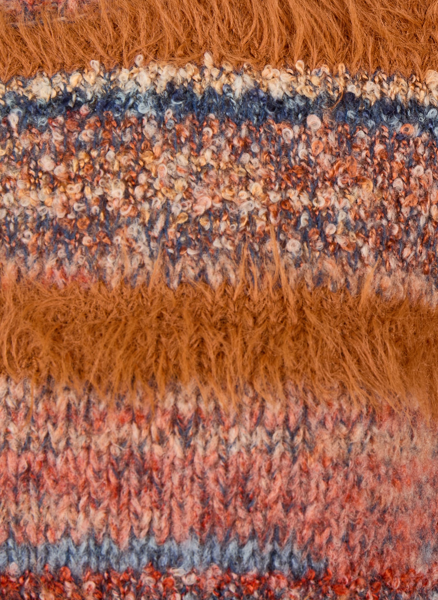 Rabe Pull à col rond aspect tricot grossier / rayé / avec laine