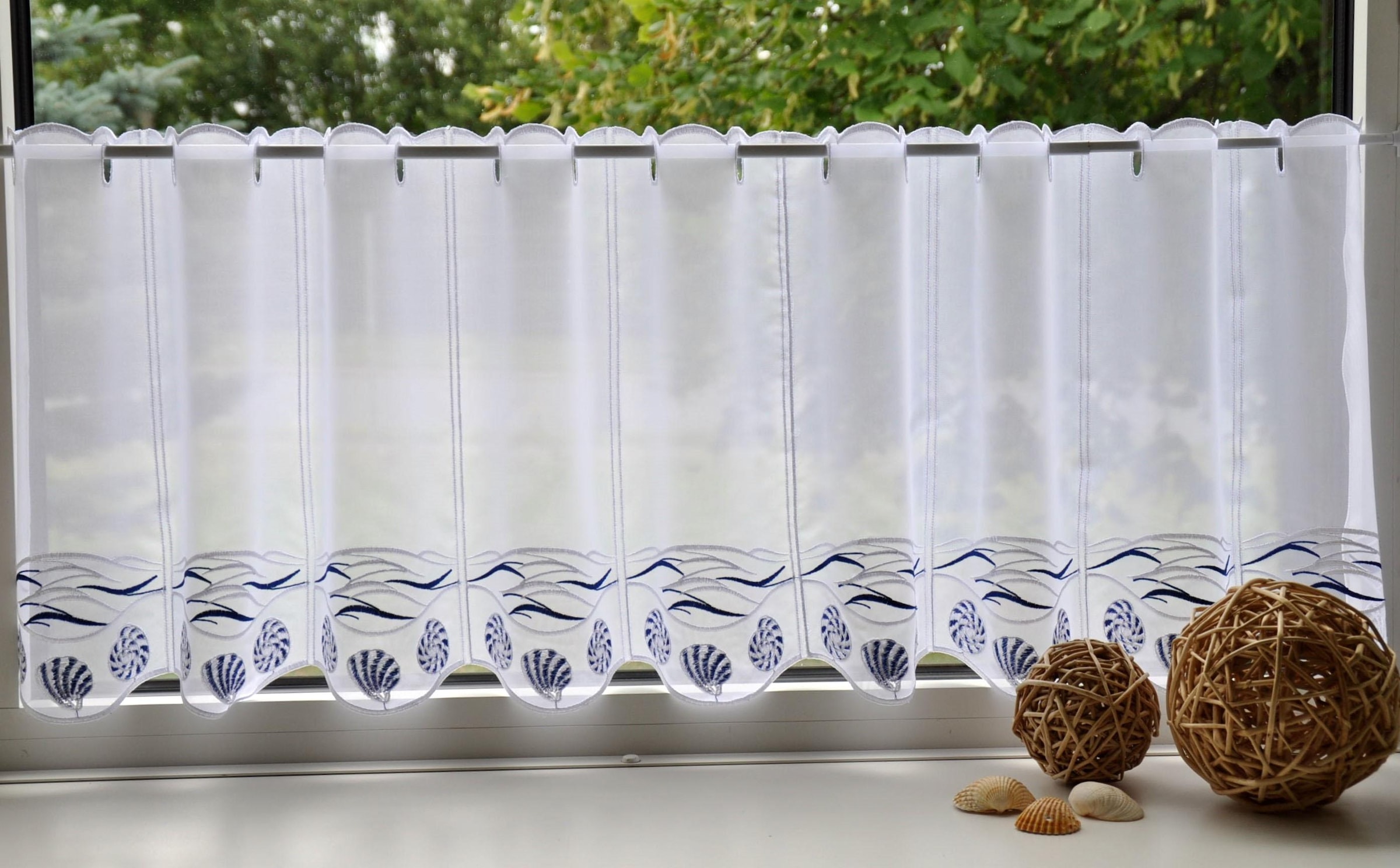 Stickereien Plauen Scheibengardine »Muscheln« Stangendurchzug 1 Stk. tlg.