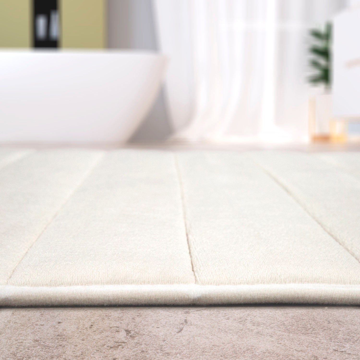 Paco Home Badematte »Corby 252, Memory-Schaum Effekt«, rutschhemmend beschichtet, fussbodenheizungsgeeignet, Badteppich, Uni Farben, gestreift, Hoch-Tief Effekt