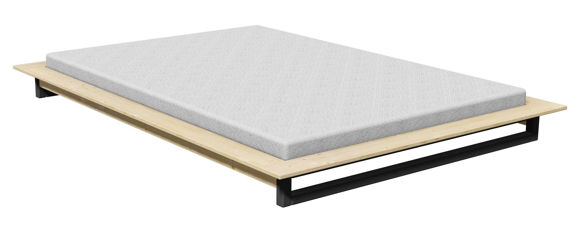 GOODproduct Futonbett »Kobe, Massivholzbett aus Kiefer im Industrial Design, 200 KG belastbar« B/T/H:165/225/18,1 cm,  stabiles Kufengestell,  rundum Ablagefläche, FSC, Made in Europe