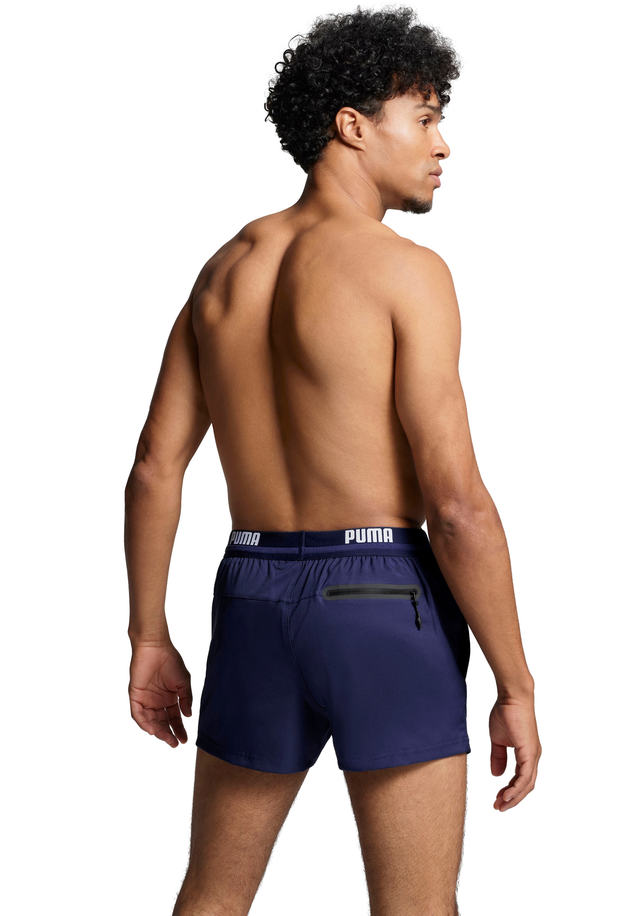 PUMA Badeshorts »PUMA SWIM MEN LOGO SHORT SHORTS 1P« Seitentaschen, Gesässtasche mit Reissverschluss, Kordelzug