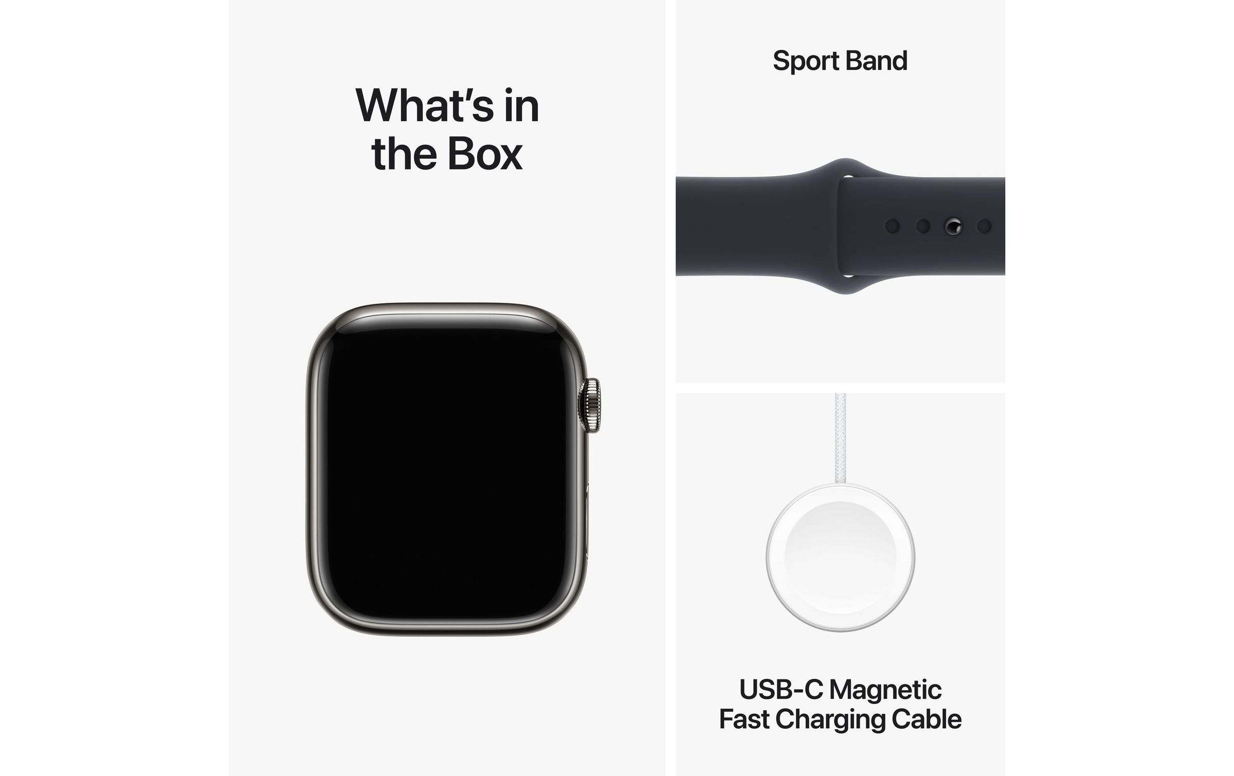 Apple Smartwatch »Series 9, GPS + Cellular, Edelstahl-Gehäuse mit Sportarmband«, (Watch OS 10)