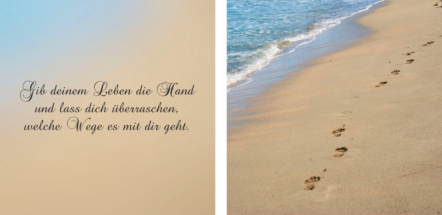Image of queence Leinwandbild "Wege" Kunst Meer Meer Bilder Modern Schriftzug Schriftzüge Spa Spa Bilder Sprüche Sprüche & Texte Strand Strandbilder Set, Premium-Leinwandstoff, Handarbeit aus Deutschland, Spruch, 2er Set