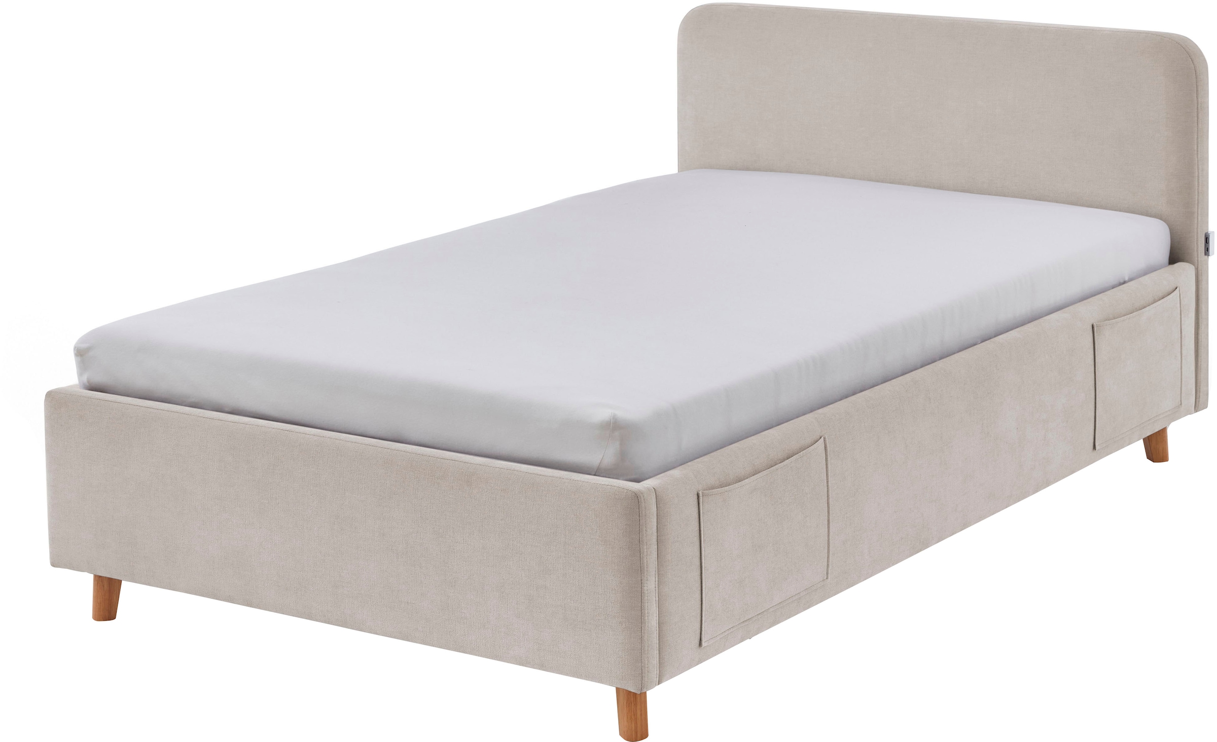 meise.möbel Lit d'enfant »COSY in de Breiten 90, 120 & 140 erhältlich, wahlweise mit Bettkasten« disponible avec pied en bois noir ou chêne, incl. prise USB