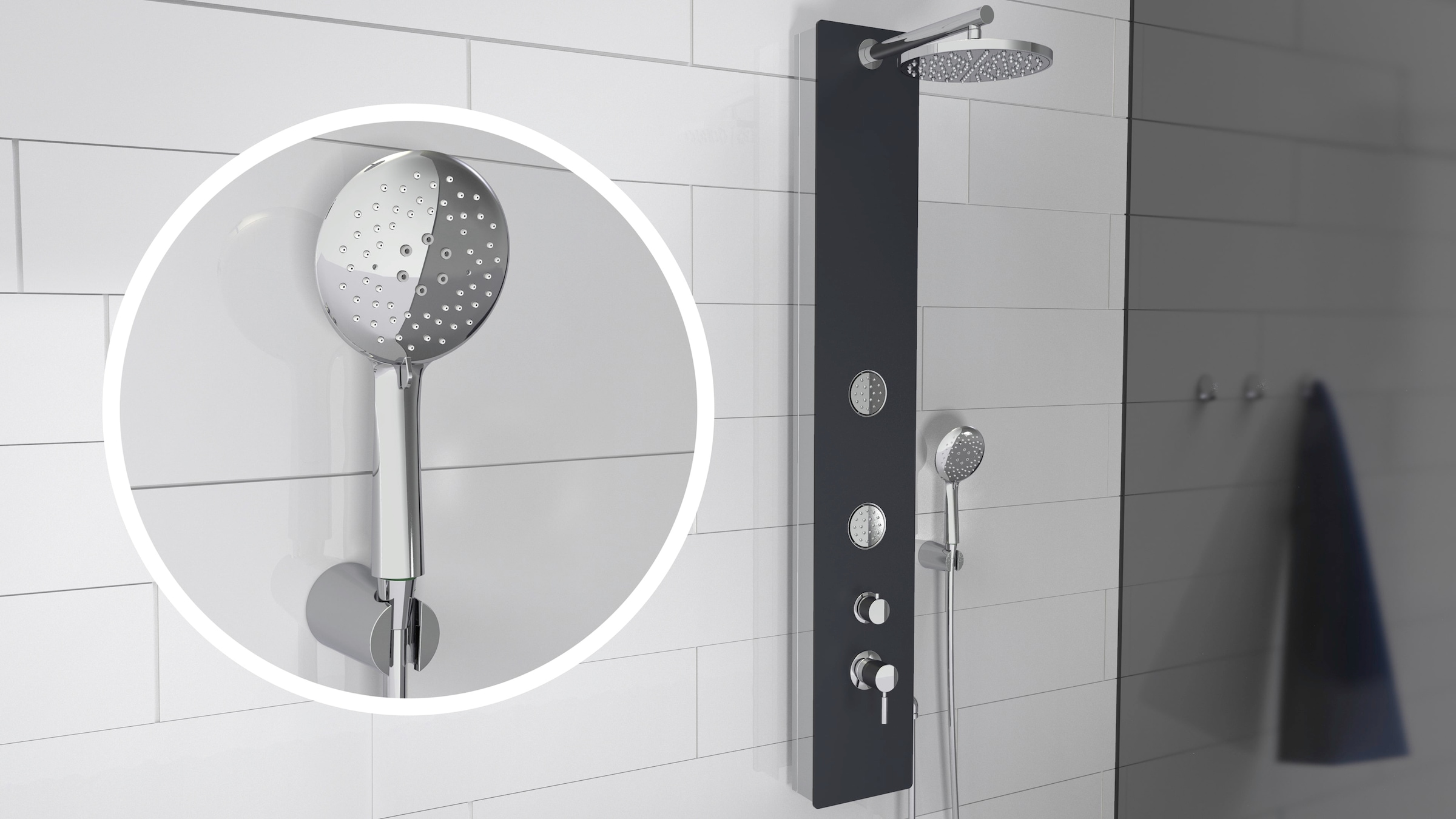 Schütte Duschsäule Duschsystem mit Regendusche & Massagedüsen,Handbrause mit 3 Funktionen