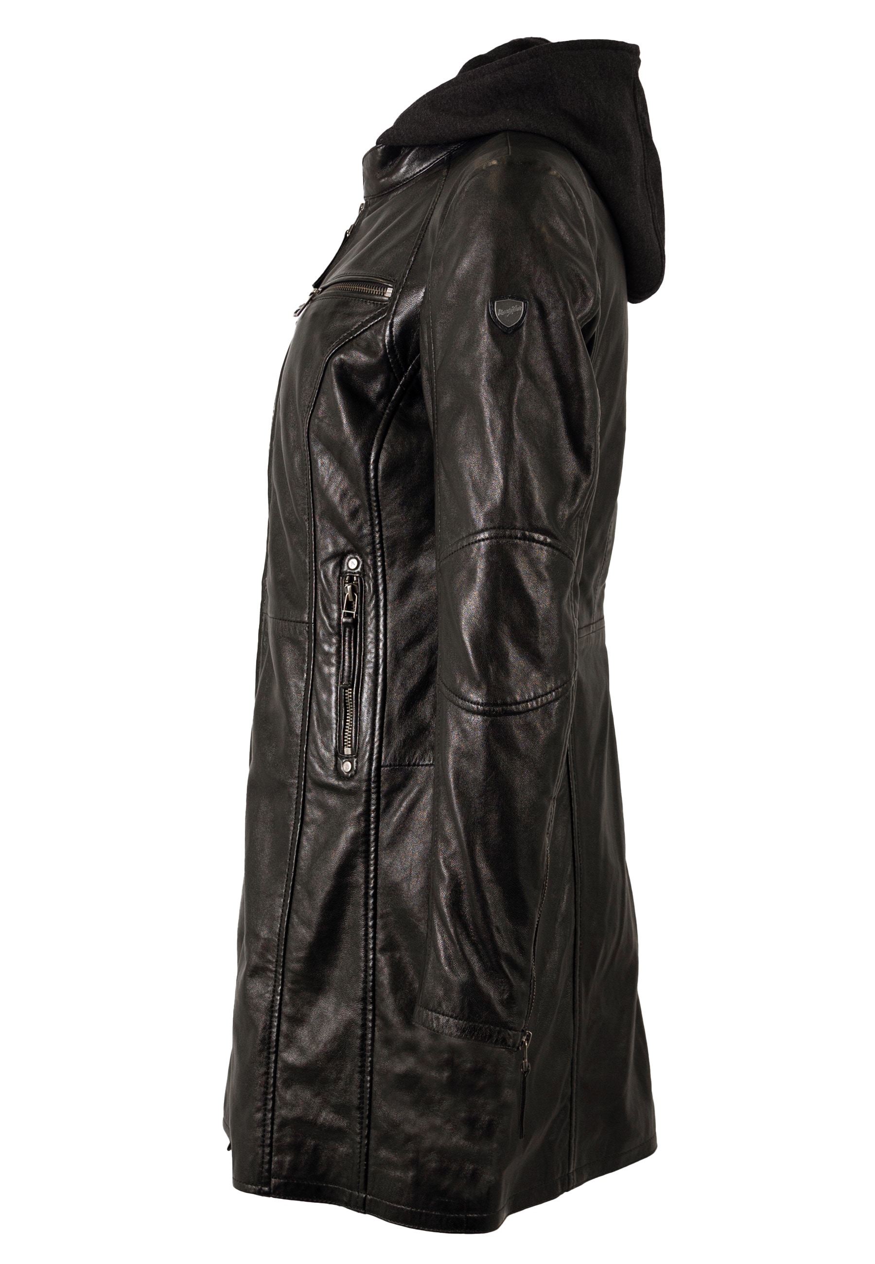 Mauritius Manteau en cuir »Bente« Veste en cuir 2-en-1 avec insert à capuche amovible en jersey